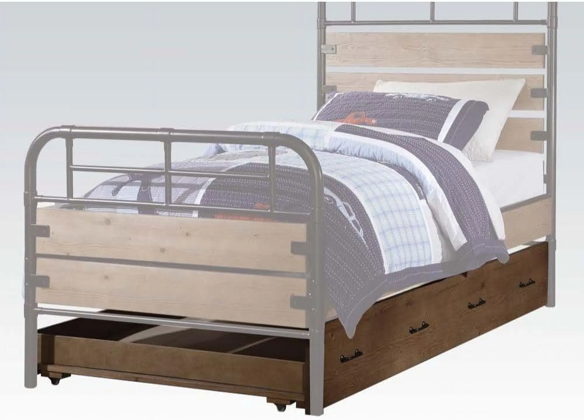 Adams Wood Trundle With 4 Caster Wheels In Antique Oak Wood