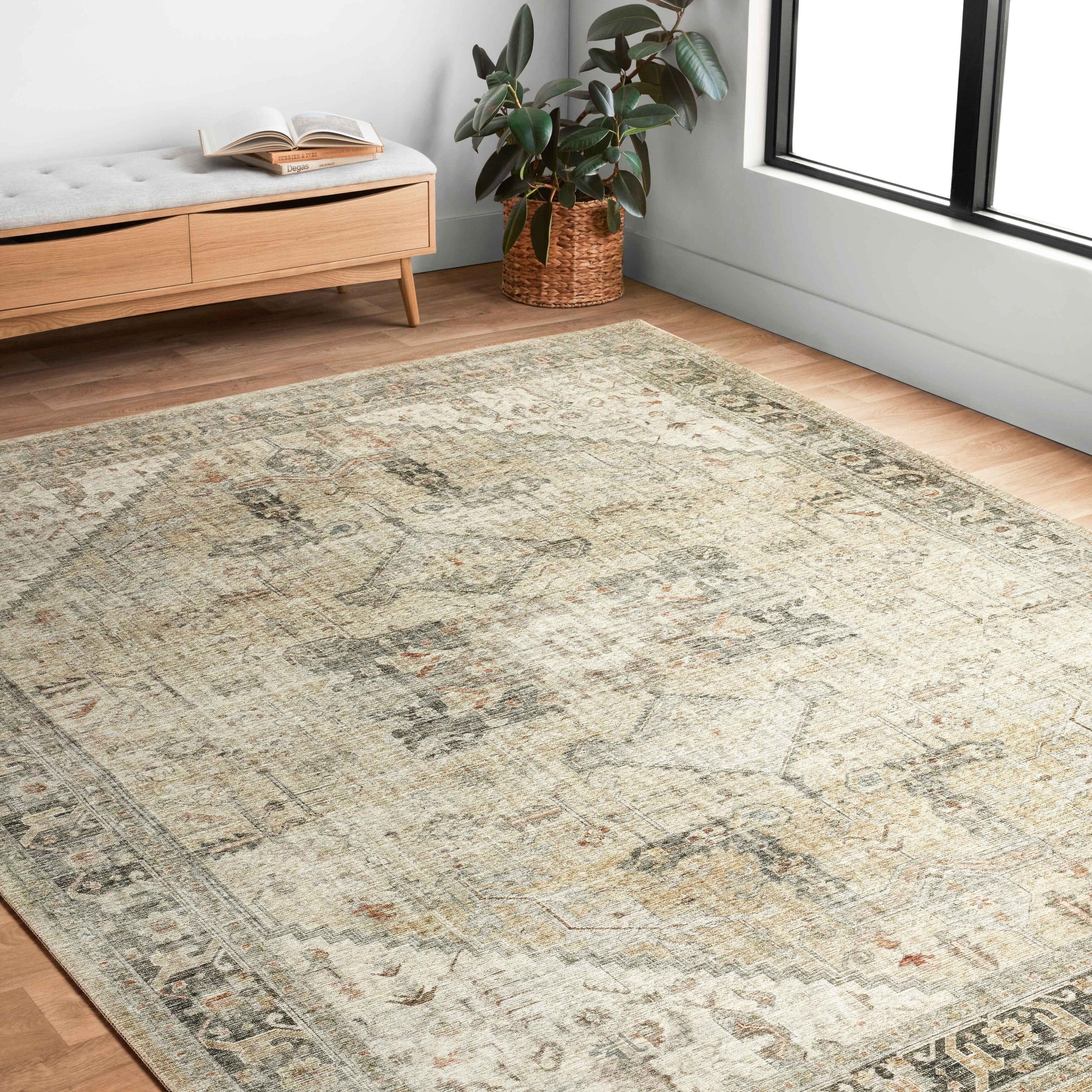 Alexander Home Leanne Printed Persian Distressed Vintage Area Rug 3'-6