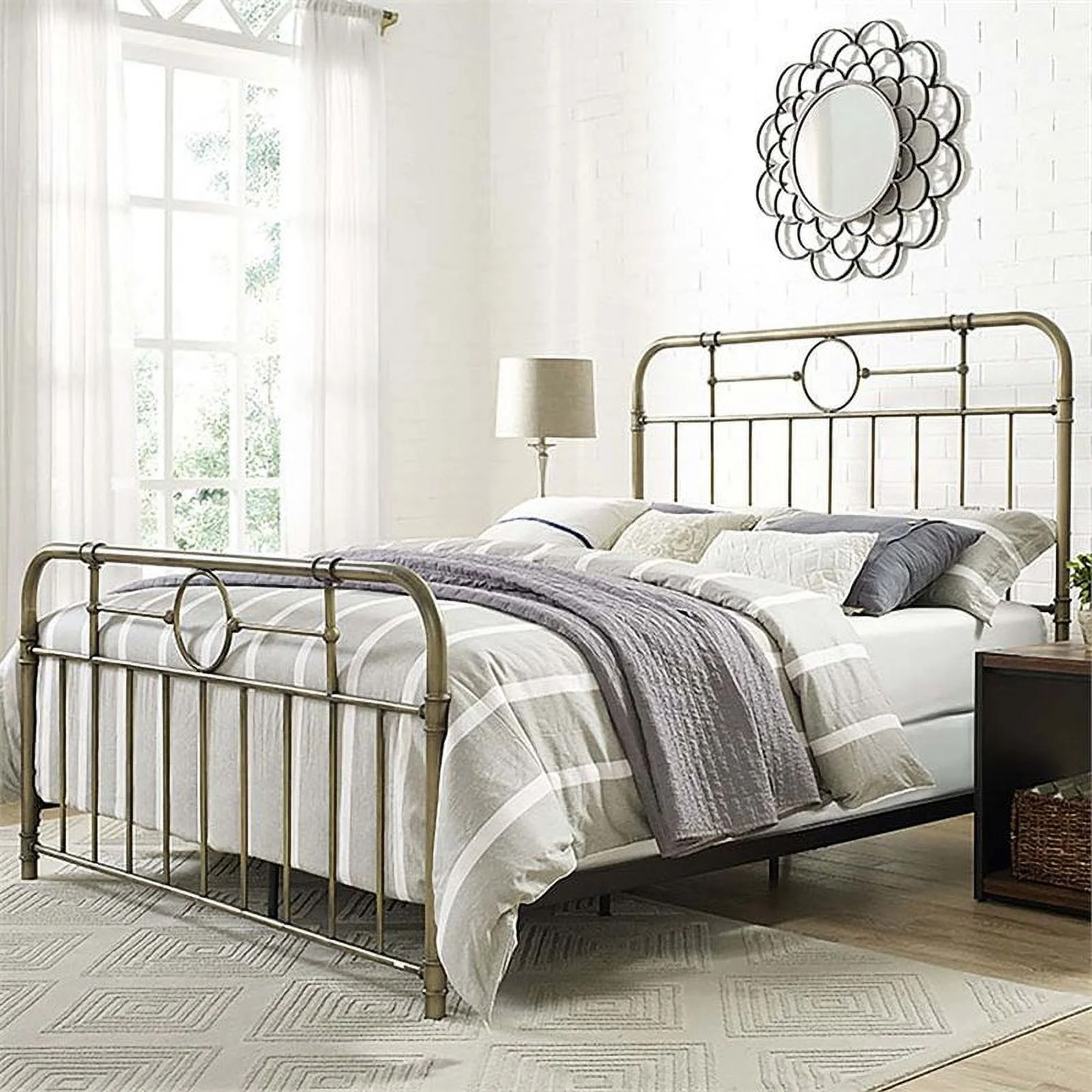 Kingfisher Lane Queen Metal Pipe Spindle Bed in Bronze