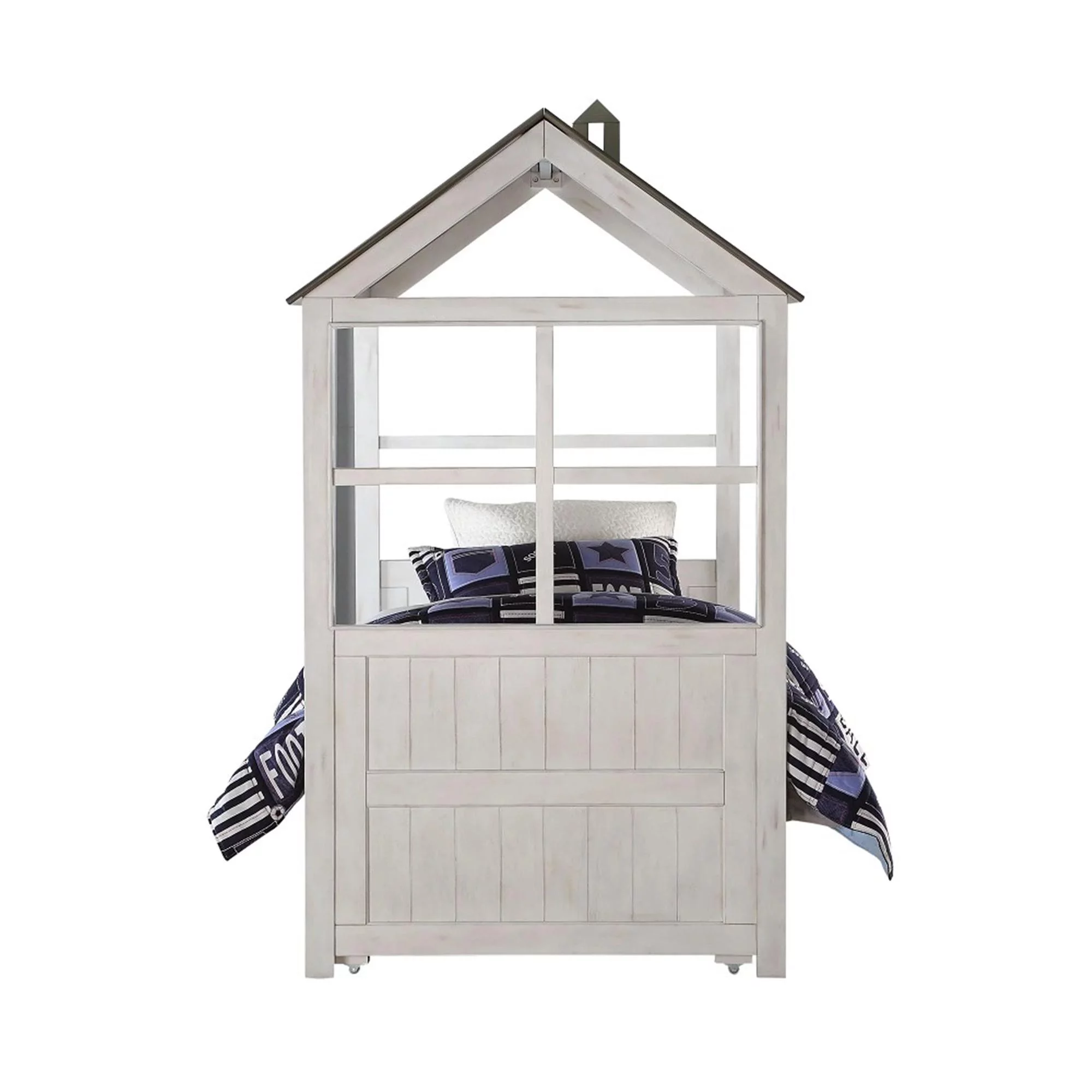 White & Gray Twin Cottage Bed + Trundle by Acme Tree House II 37170T-2pcs