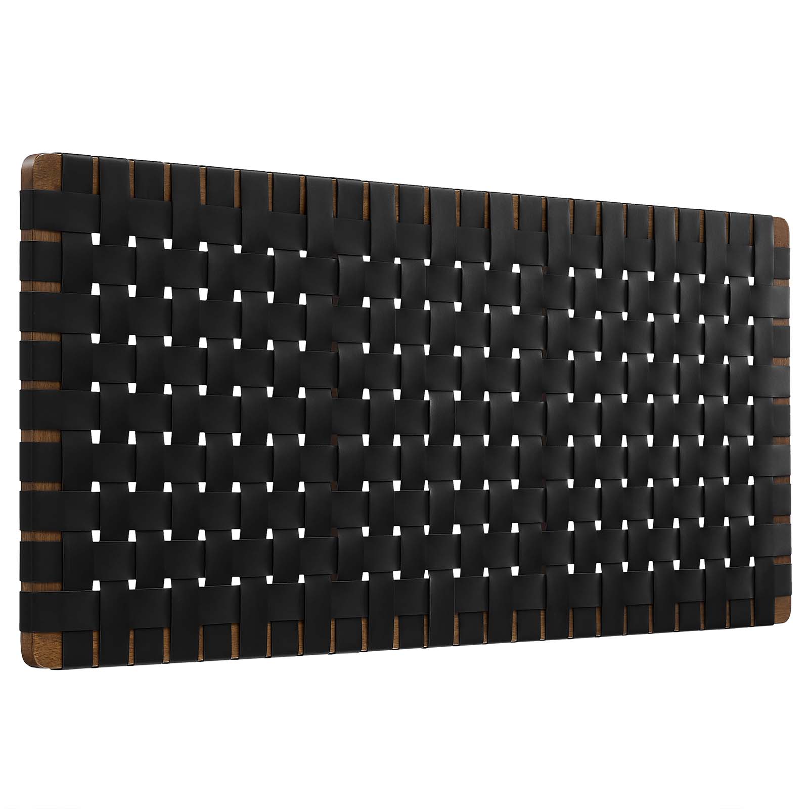 Modway Sparta Weave Full Vegan Leather Headboard in Walnut Black