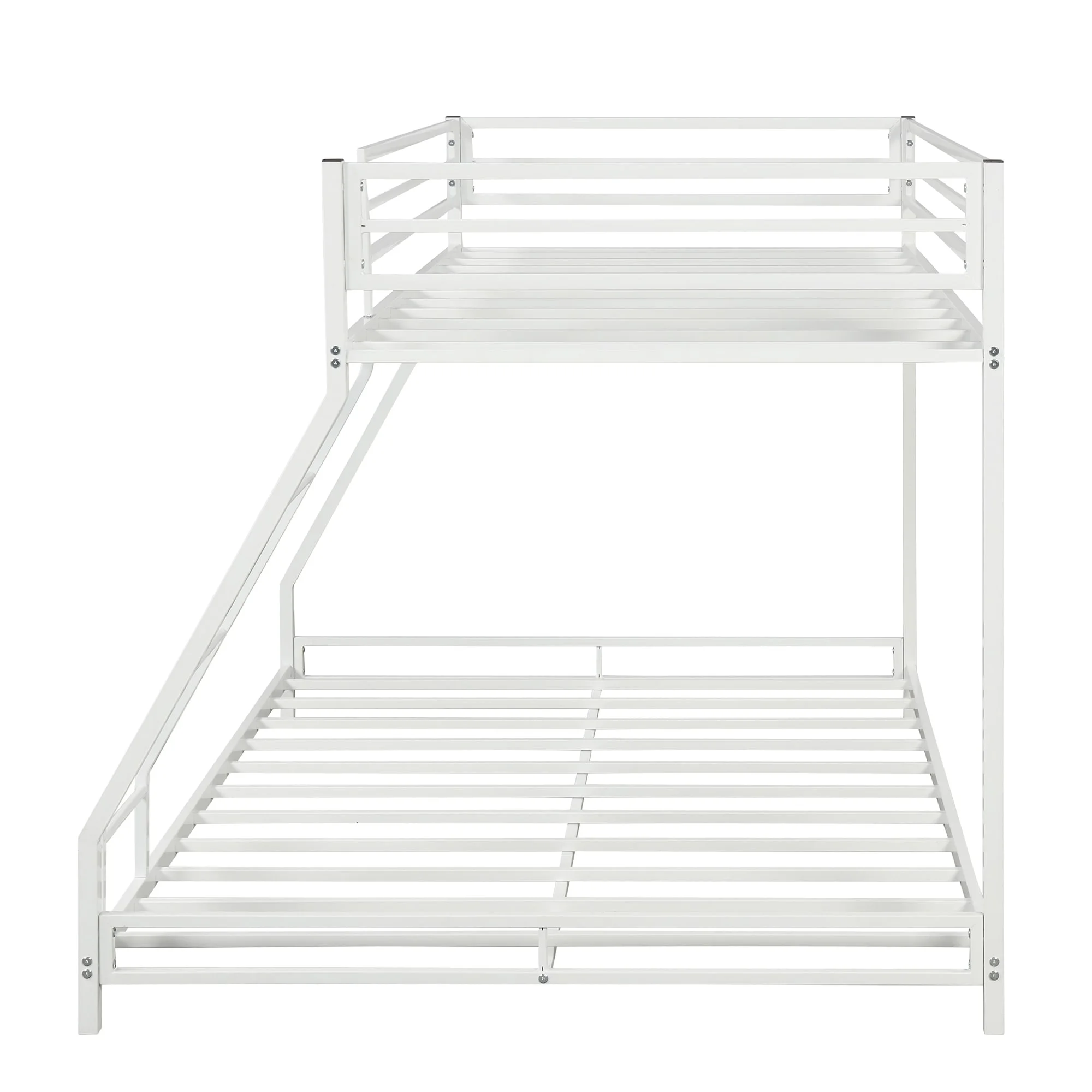 Metal Floor Bunk Bed, Twin over Full White