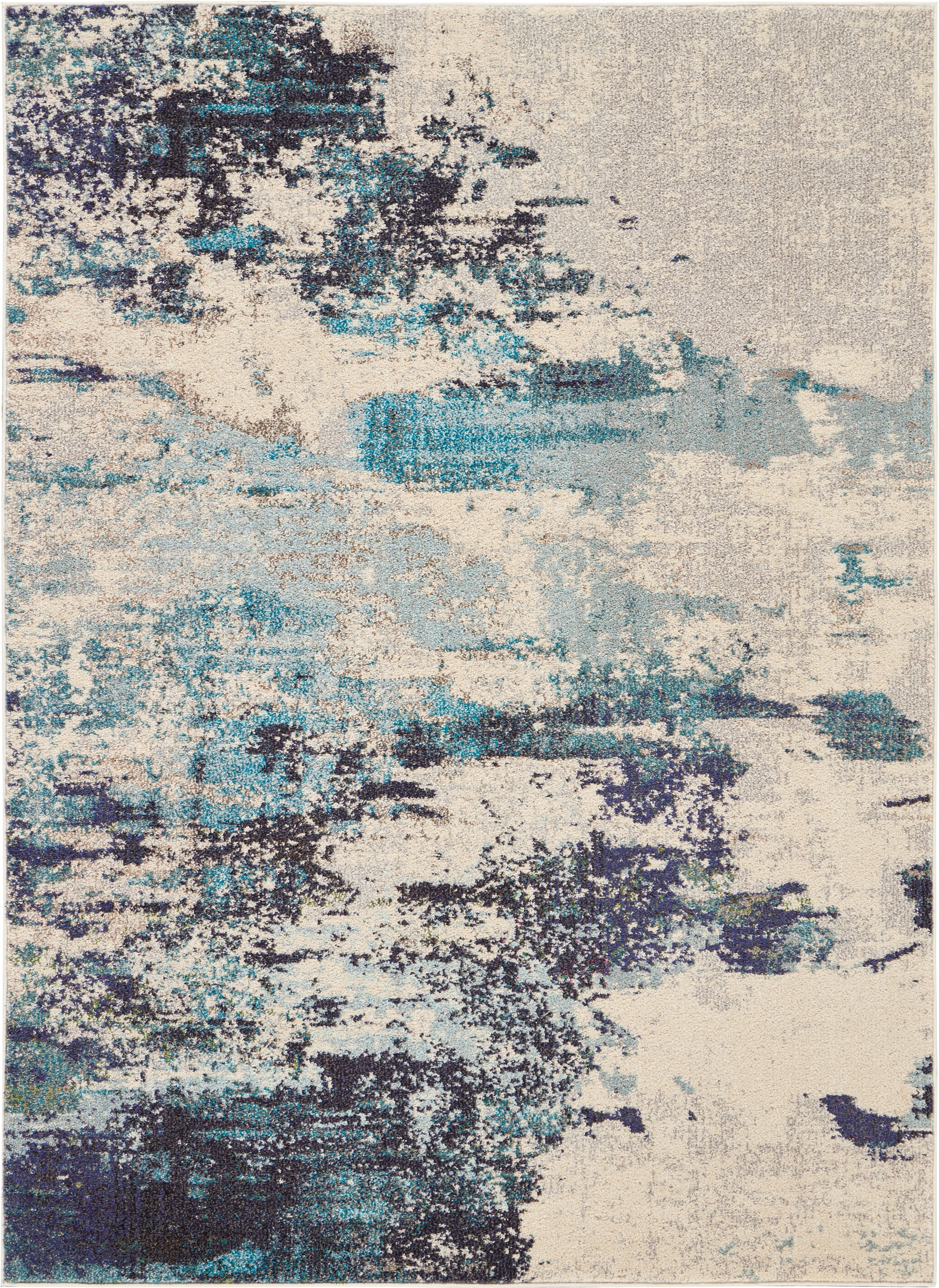 Nourison Celestial Abstract Ivory/Teal Blue 5'3