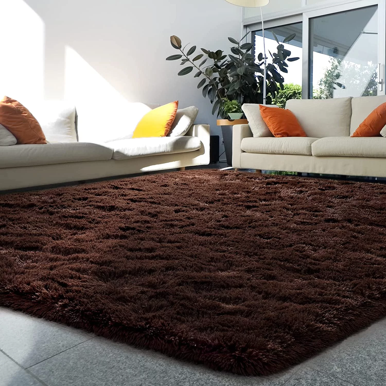 Super Soft Rug For Living Room Kids Room Fluffy Rugs For Dorm Room Cute Plush carpet For Bedroom,6'x 9',Chocolate Brown
