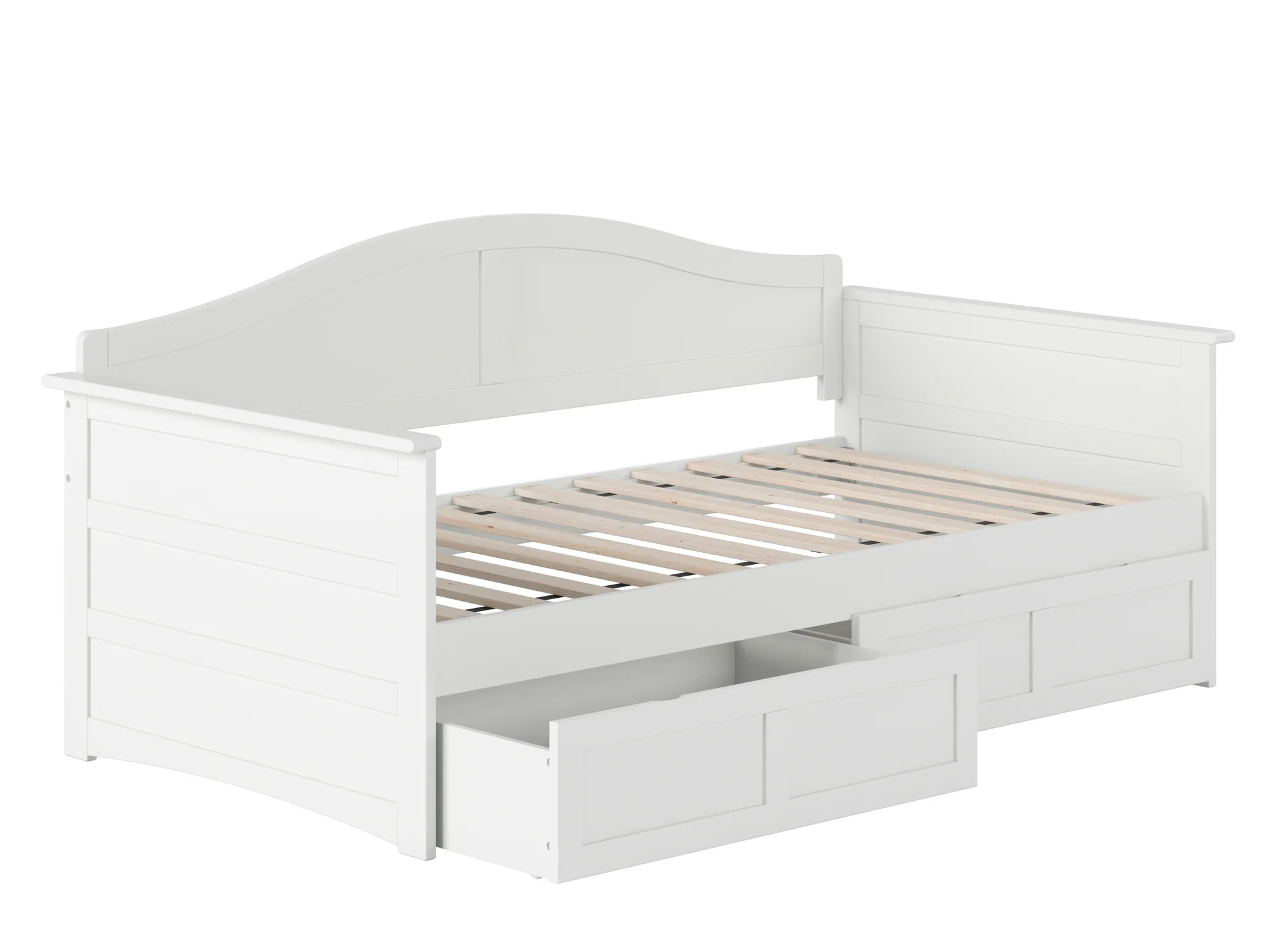 AFI Acadia Wood Twin Size Daybed Frame with 2 Storage Drawers White