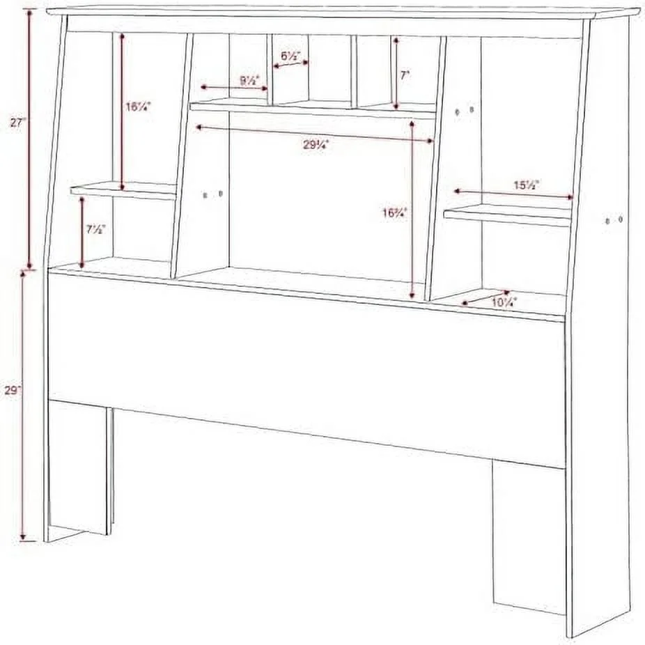 Modern Wood Slant-Back Tall Full Queen Bookcase Headboard in Black