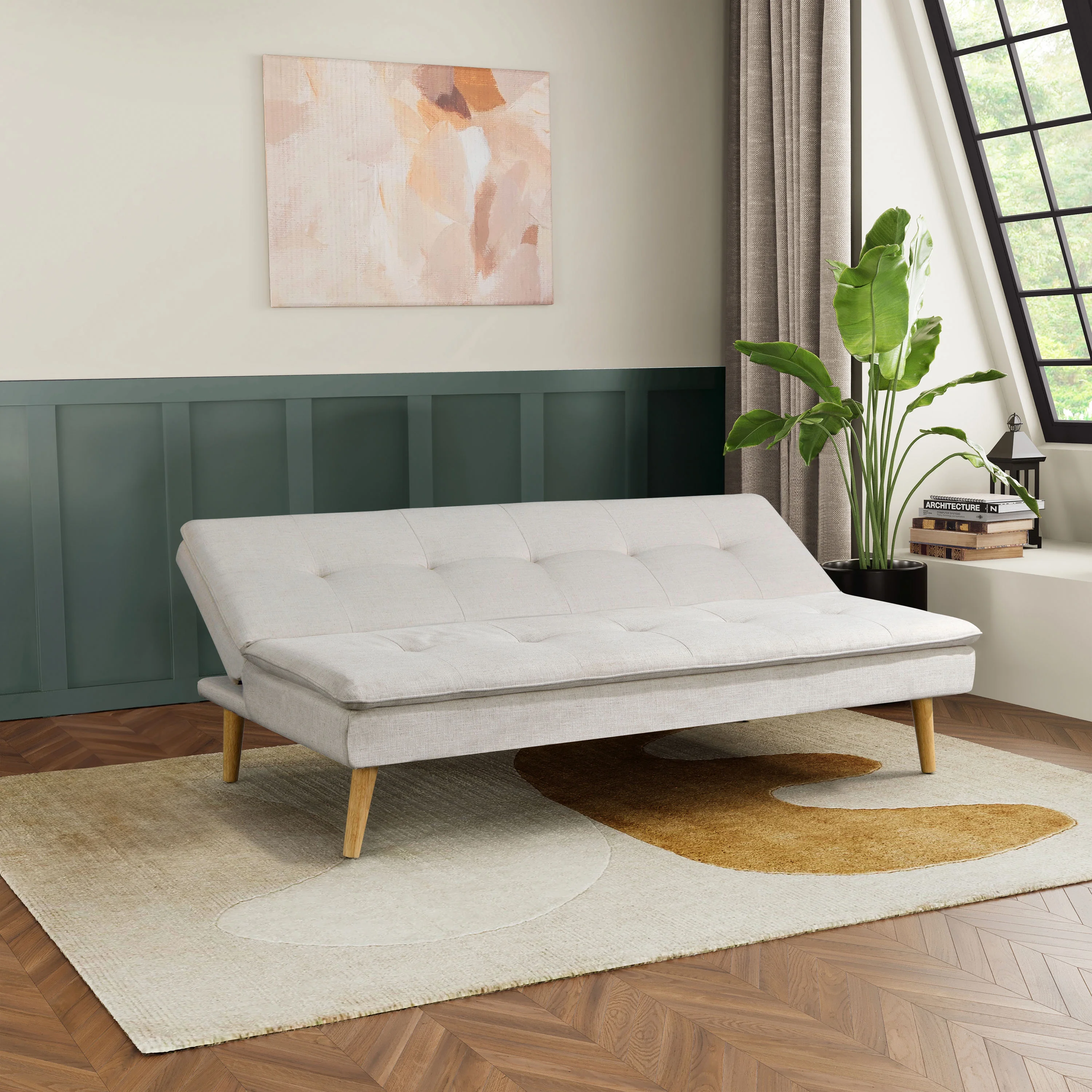 Serta Tennyson Modern Convertible Sofa, Cream Fabric