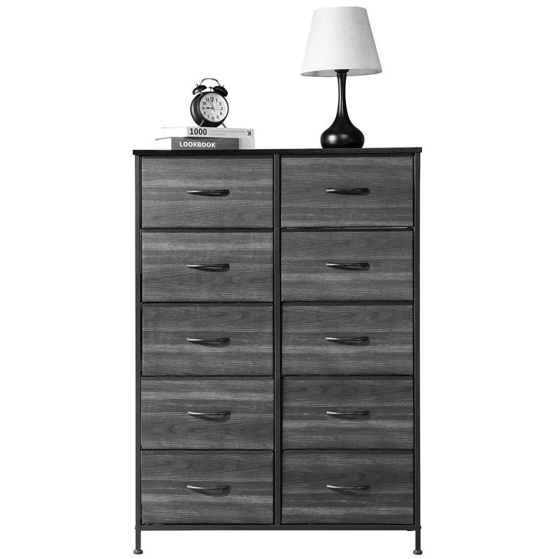 YLCW Dresser for Bedroom, Storage with 10 Drawer Organizer Closet Chest Small Clothes Fabric Cabinet, Kids Furniture Drawer Binis, Nightstand for Bedroom, Living Room, Nursery, Entryway