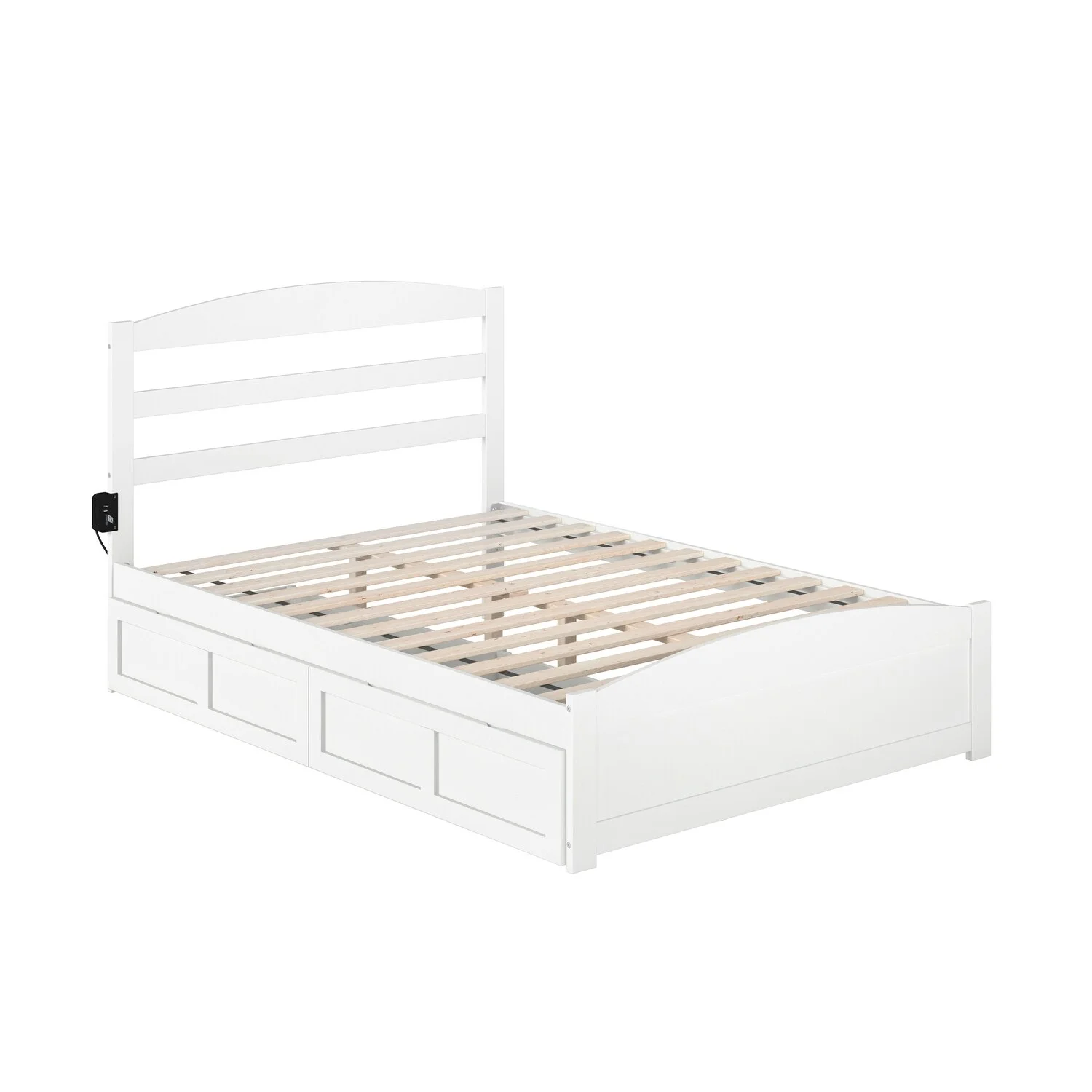 AFI Warren Platform Bed with Footboard and 2 Storage Drawers White Full