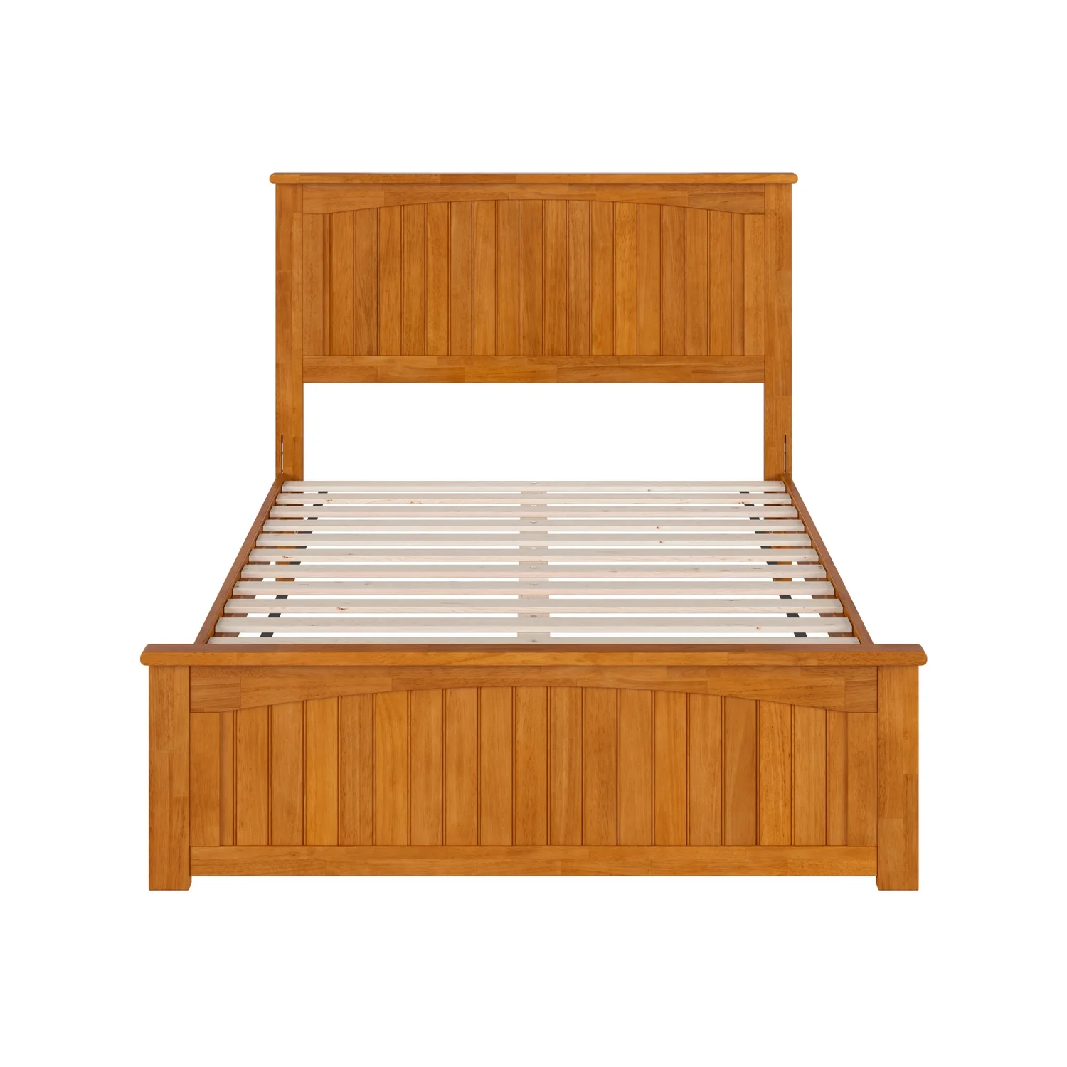 AFI Naples Full Solid Wood Low Profile Platform Bed with Matching Footboard, Light Toffee