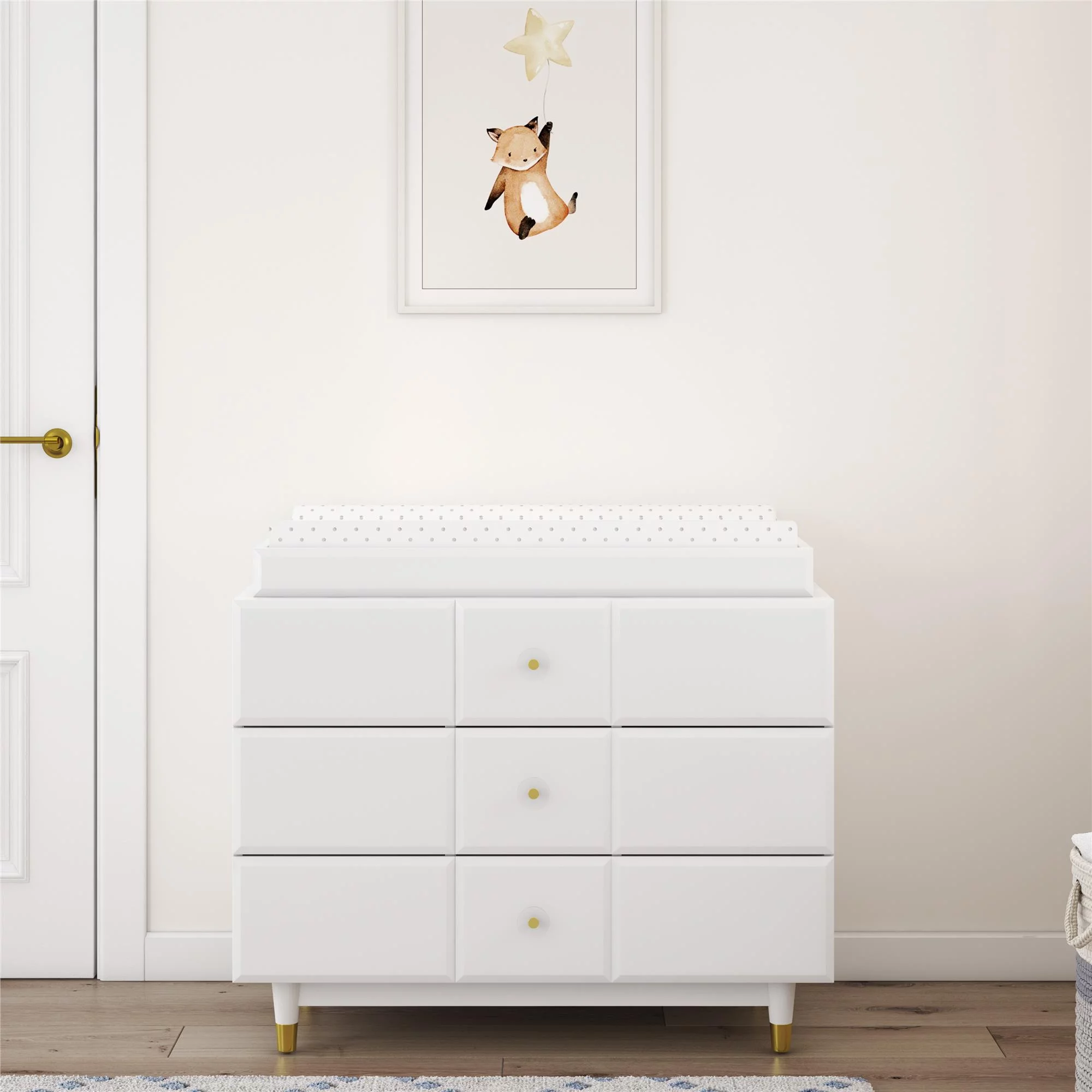 Little Seeds Aviary 3-Drawer Dresser with Changing Topper, White