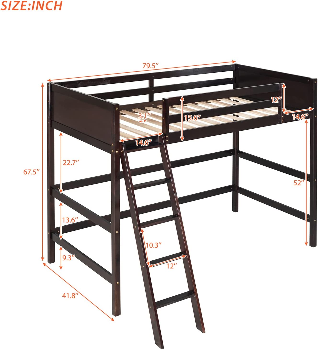 Lof Beds, Wood Lof Bed For Kids, High Lof Bed Frame For Childre Girls Boys ees, Espresso