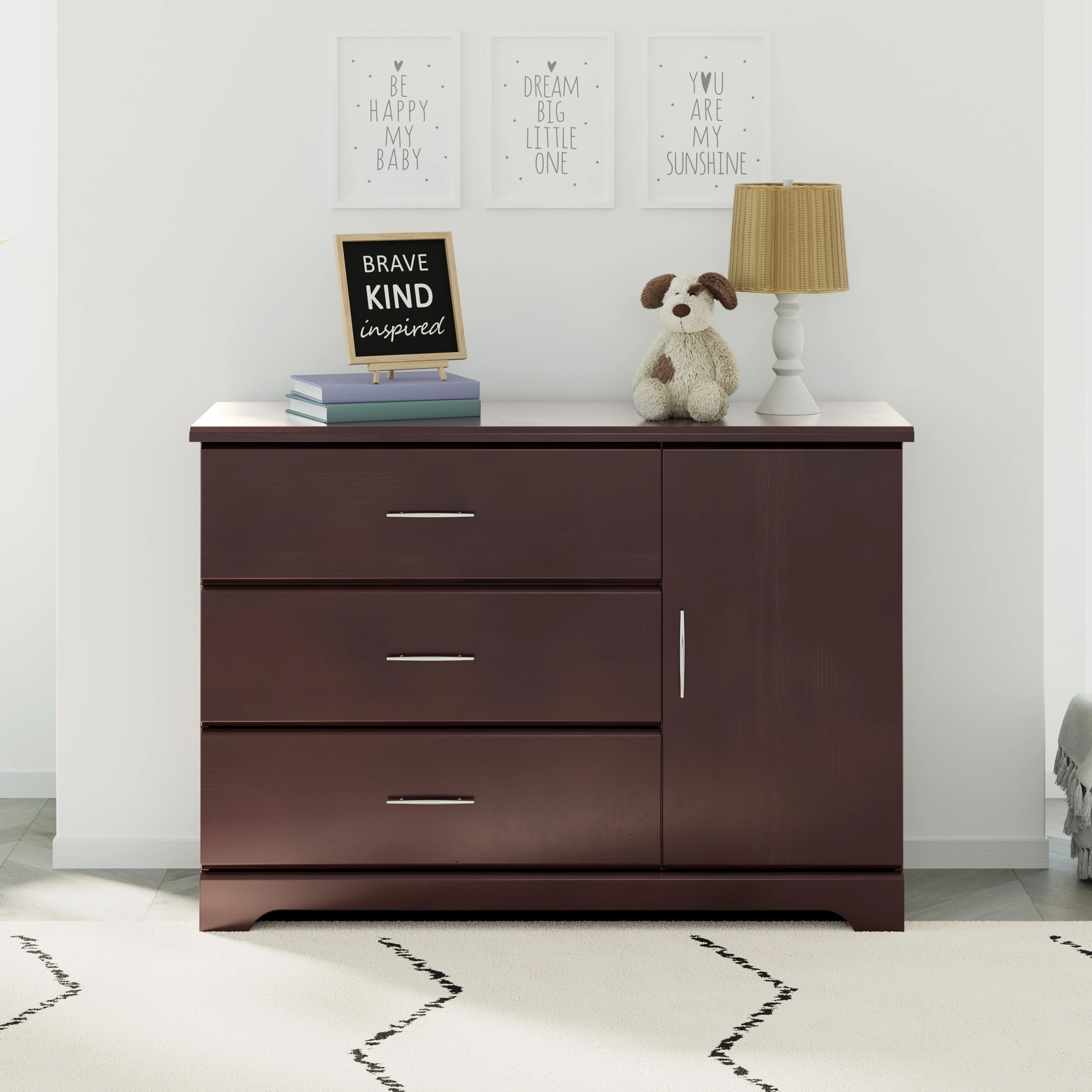 Storkcraft Brookside 3 Drawer Modern Combo Dresser Espresso