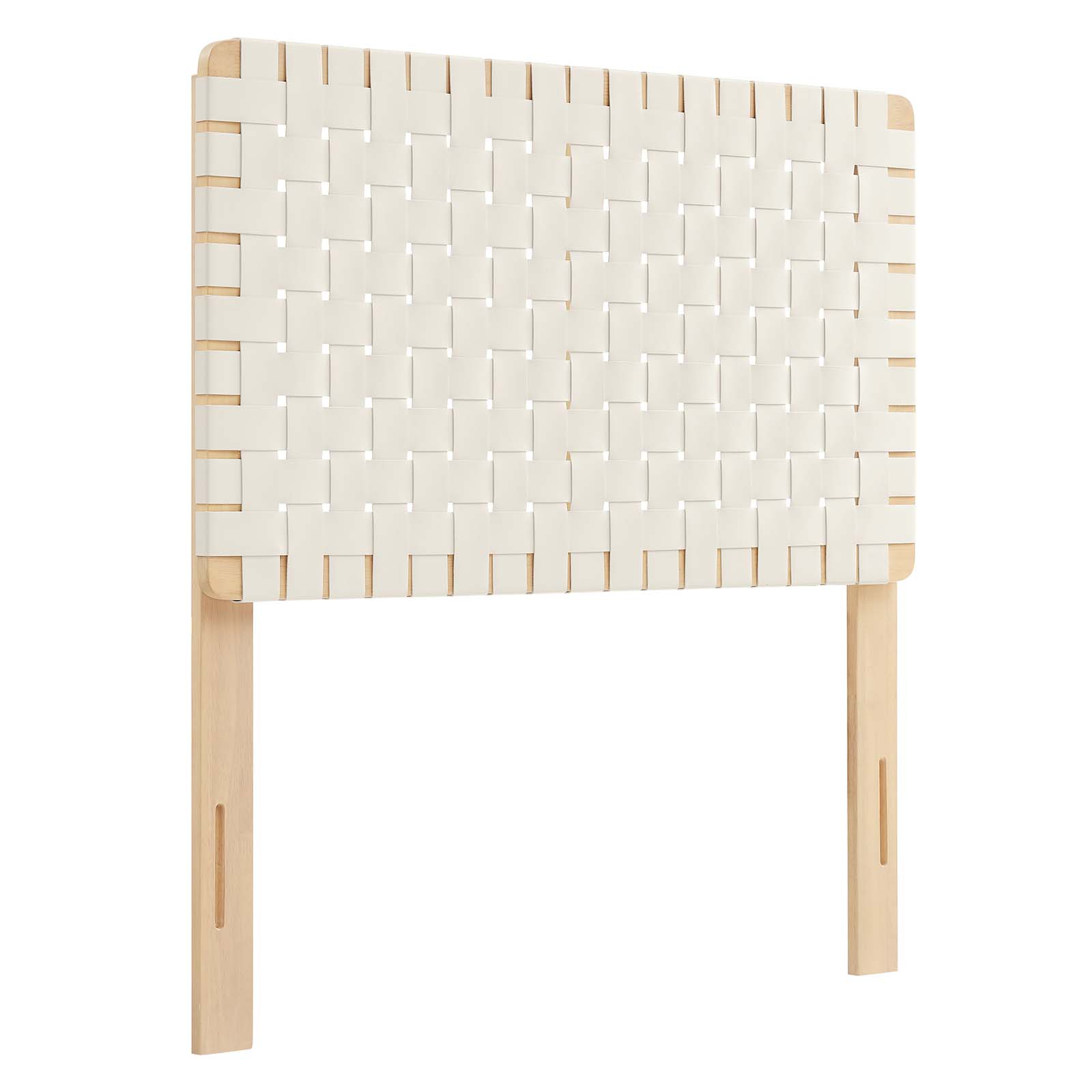 Modway Sparta Weave Twin Vegan Leather Headboard in Natural Beige