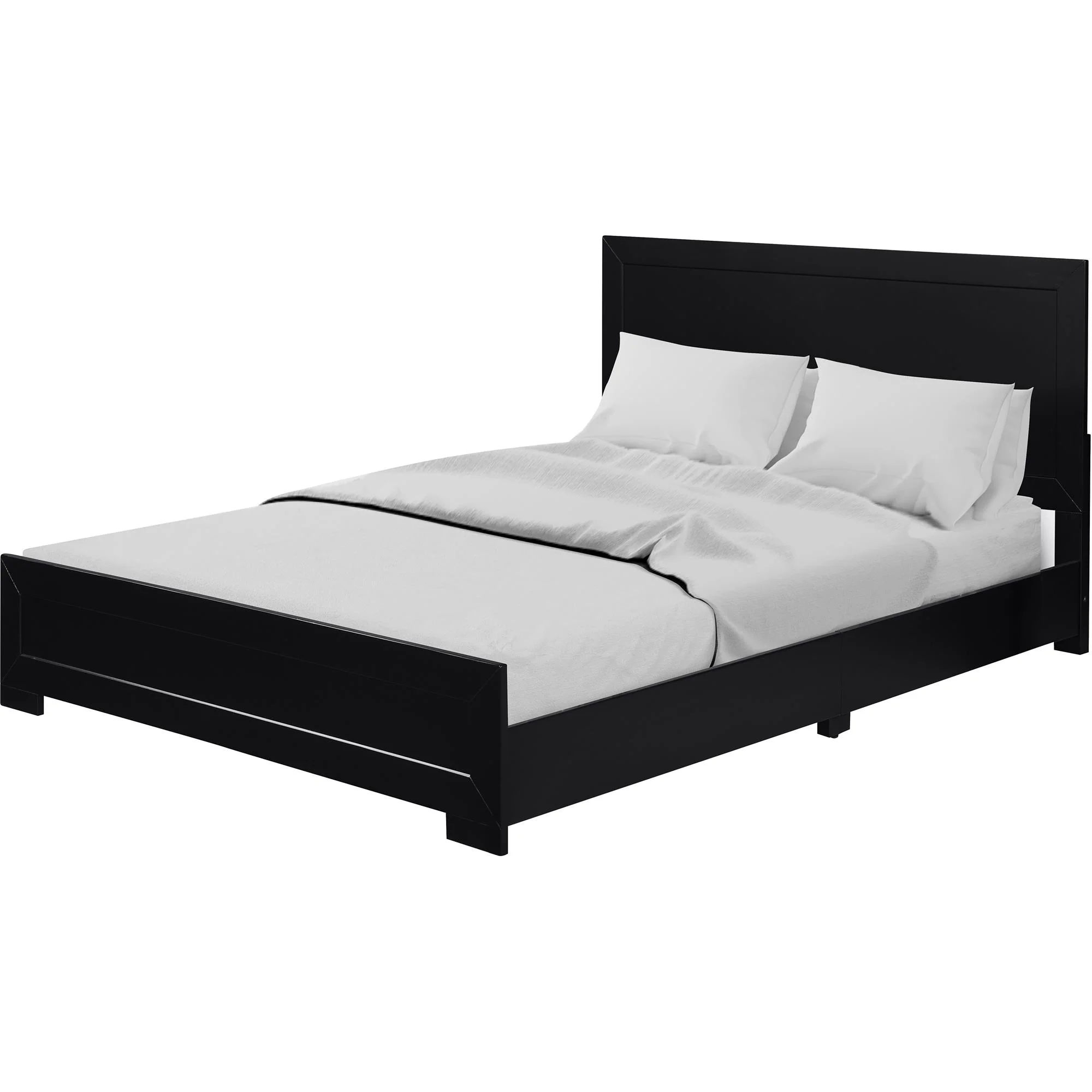 Camden Isle Oxford Platform Bed | Paneled Headboard | Low Profile | King, Black