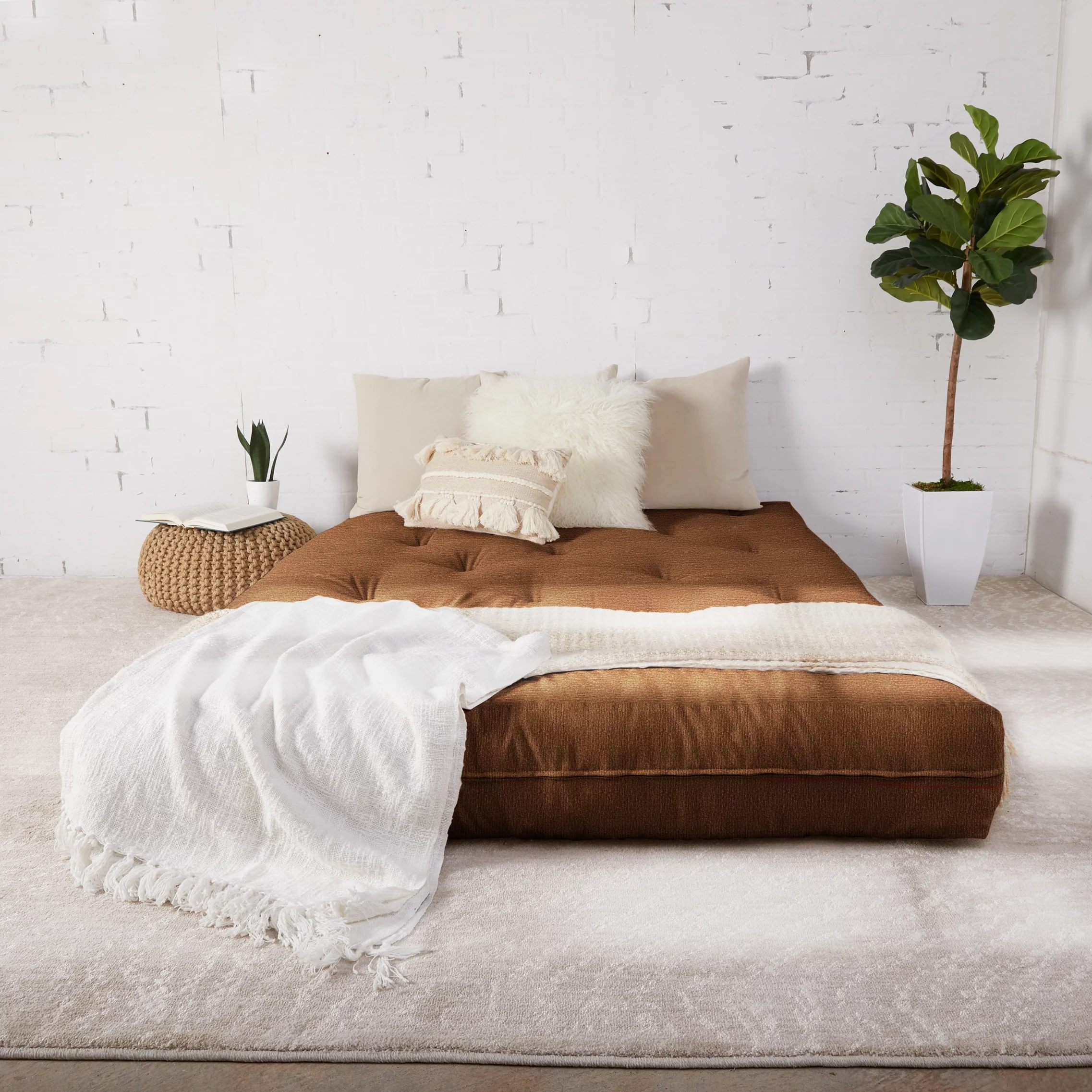 Humble and Haute Humble + Haute Full Textured 10-inch Futon Mattress (Mattress Only) Pecan Transitional, Mid-Century Modern Mattress, Futon Chair