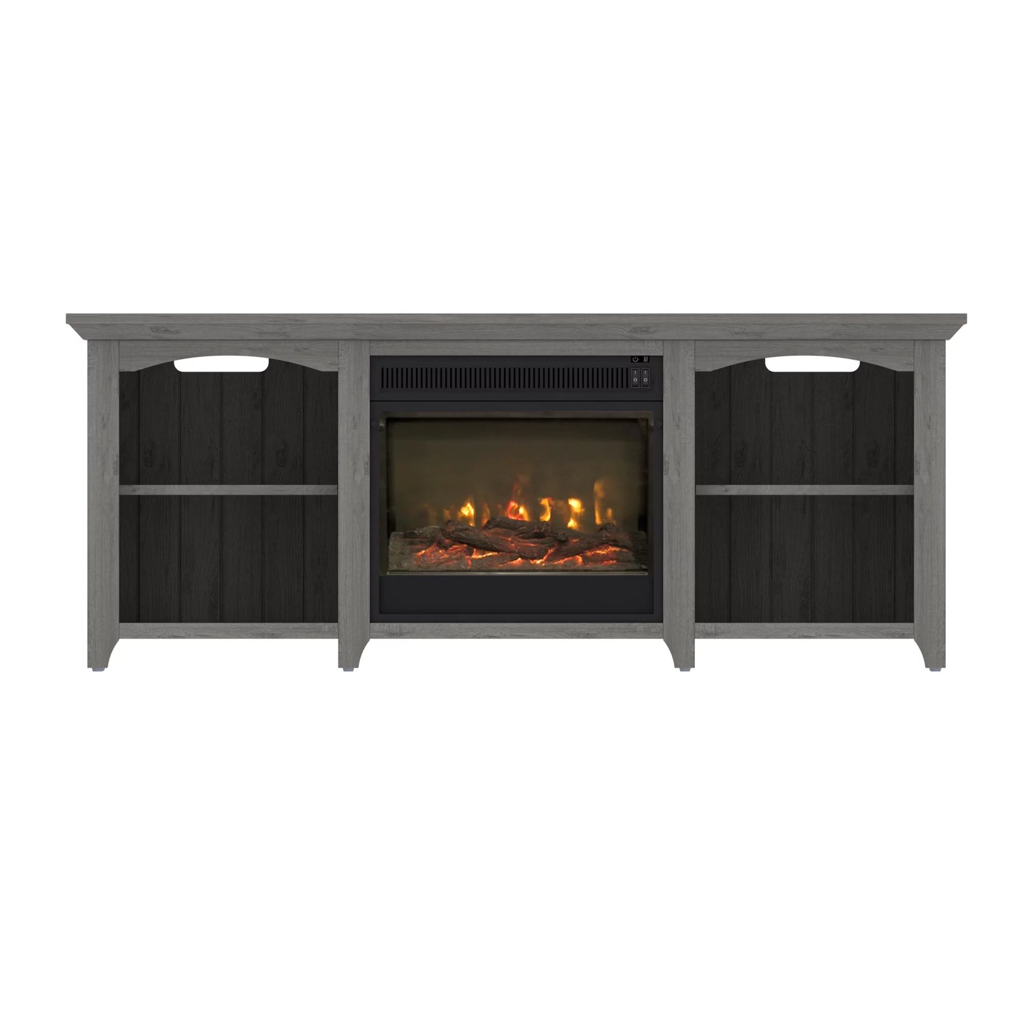 Twin Star Home TV Stand for TVs up to 60 inches with ClassicFlame Electric Fireplace in Gray