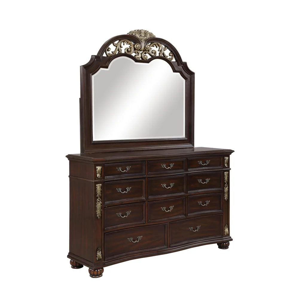 New Classic Furniture Maximus Solid Wood Dresser/Mirror Set in Madeira