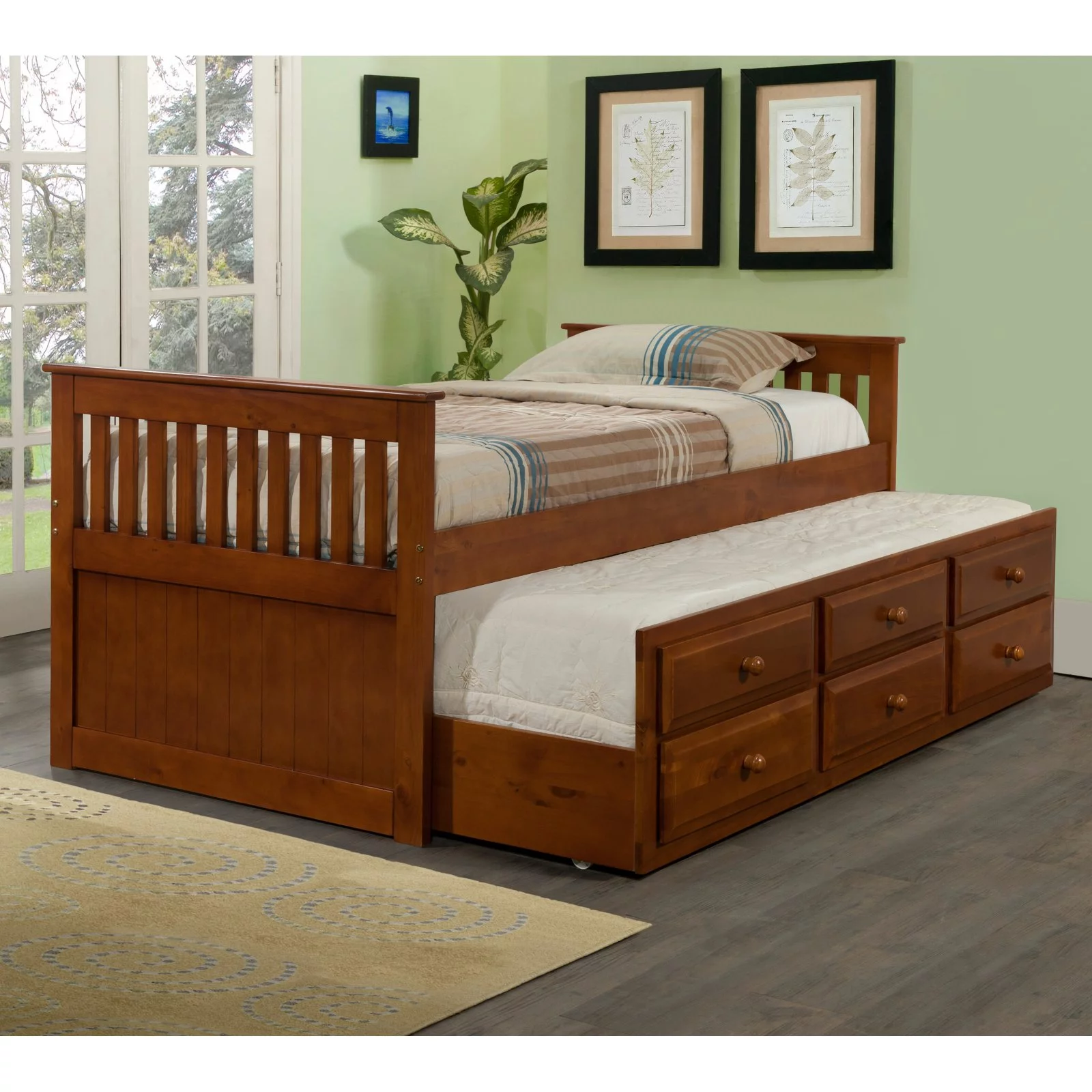 Donco Kids Mission Captains Trundle Bed-Color:White,Size:Twin,Style:W/TWIN TRUNDLE BED