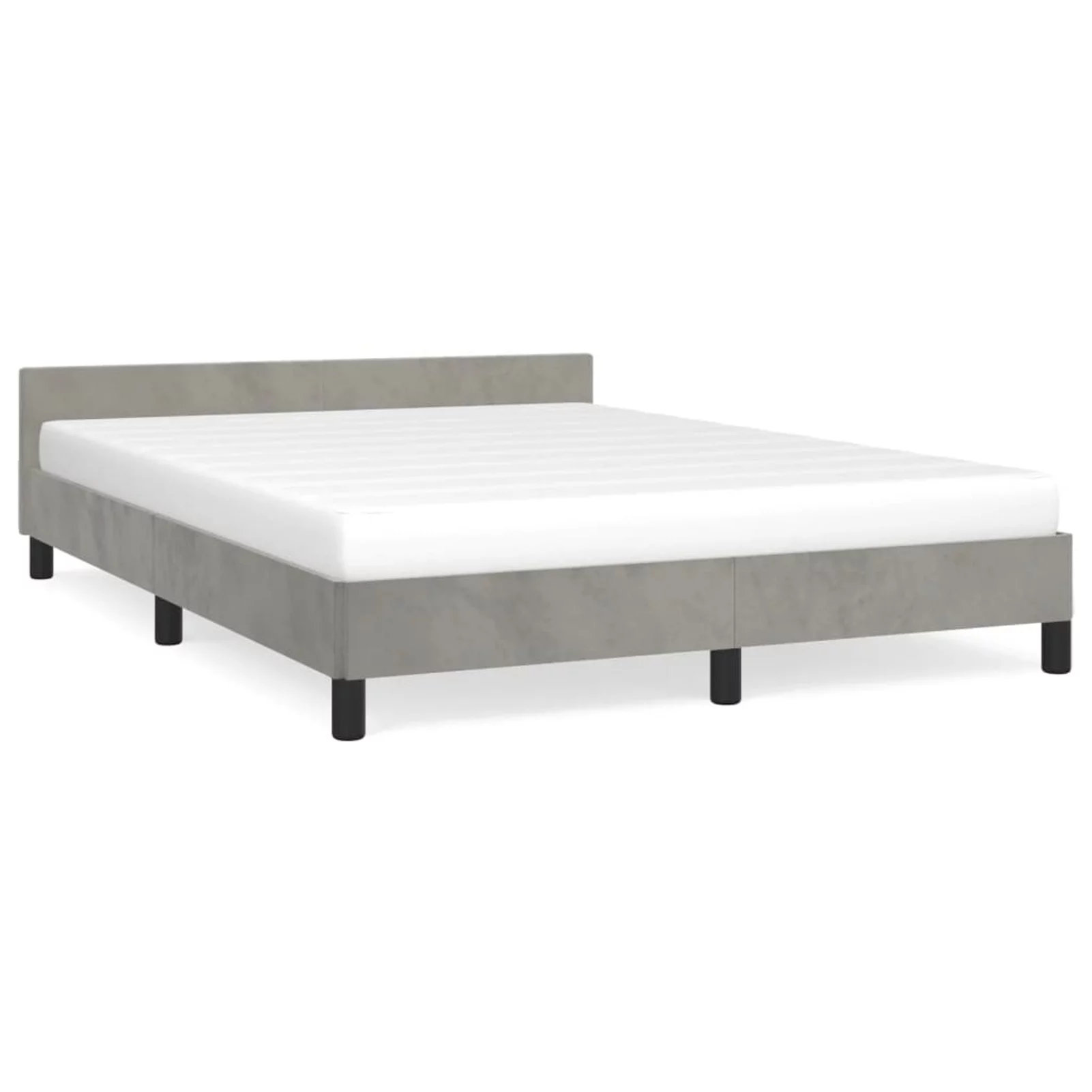 Dcenta Bed Frame with Headboard Light Gray 59.8