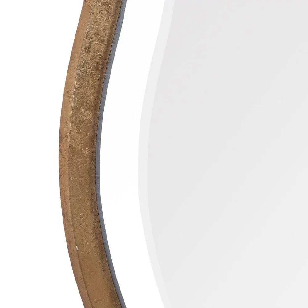 Whimsical Round Wall Mirror in Aged Gold Finish with Beveled Scalloped Edge Frame 42 inches W X 42 inches H Bailey Street Home 208-Bel-3825624