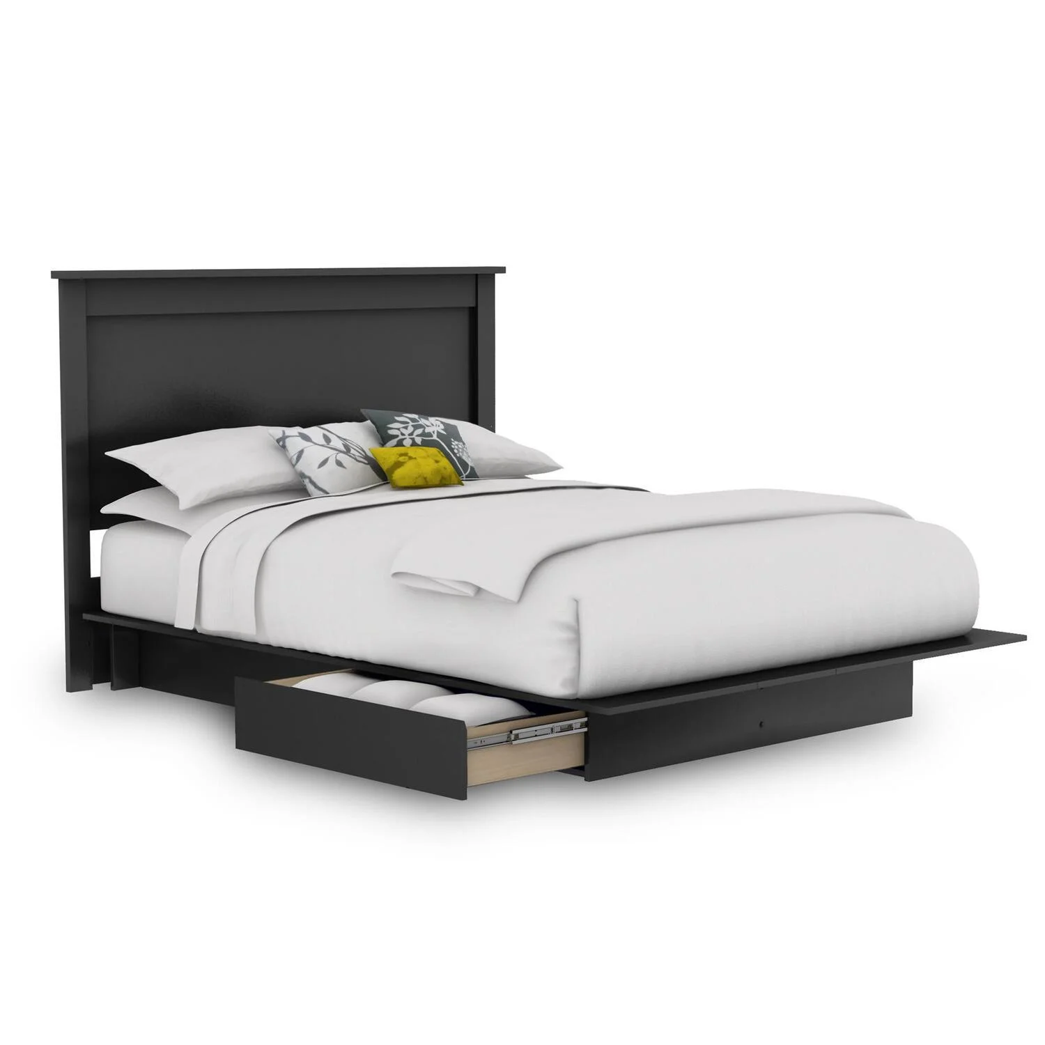 Maykoosh Coastal Charm Full/Queen Platform Bed & Headboard In Pure Black
