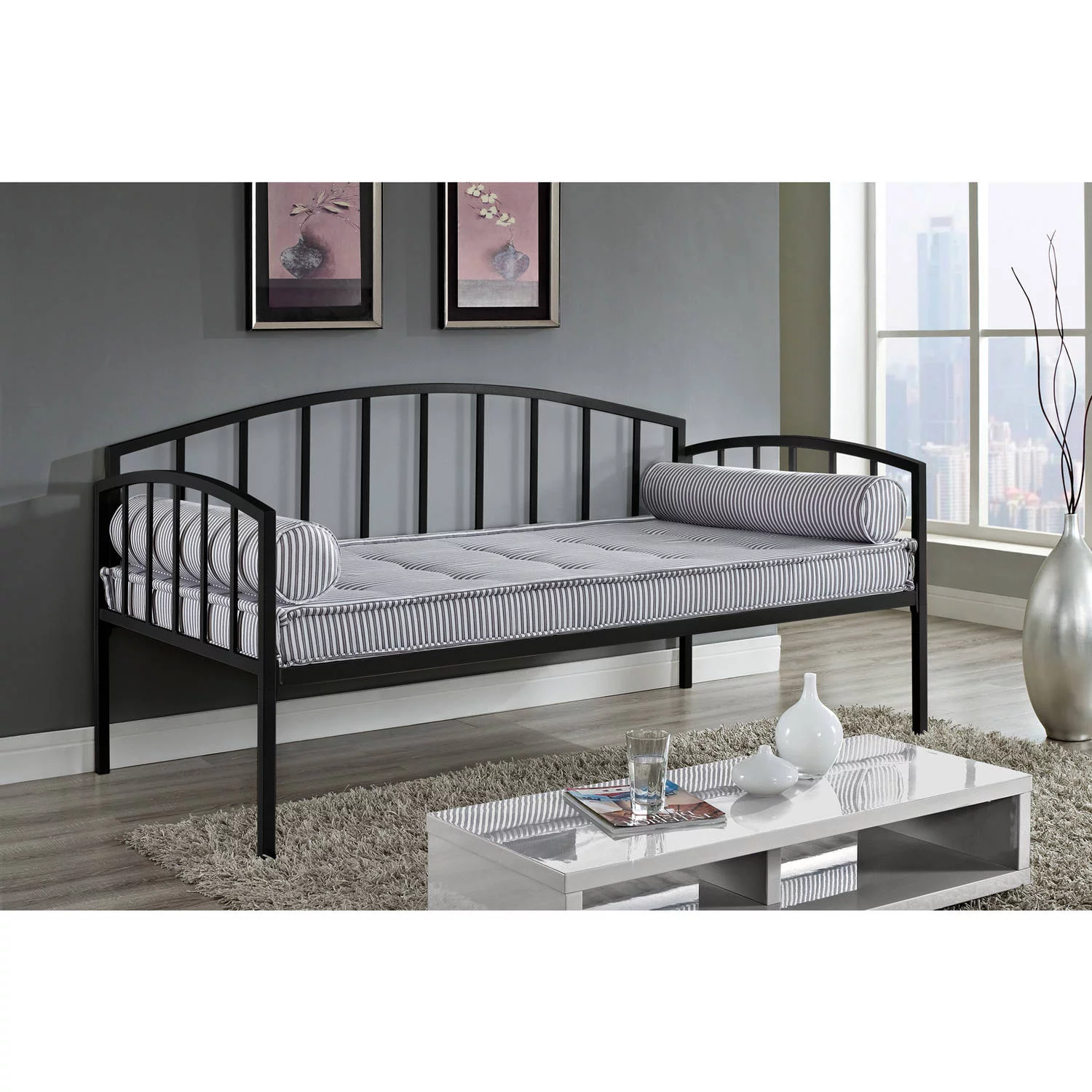 Bellamy Studios Ava Contemporary Metal Daybed Frame, Black