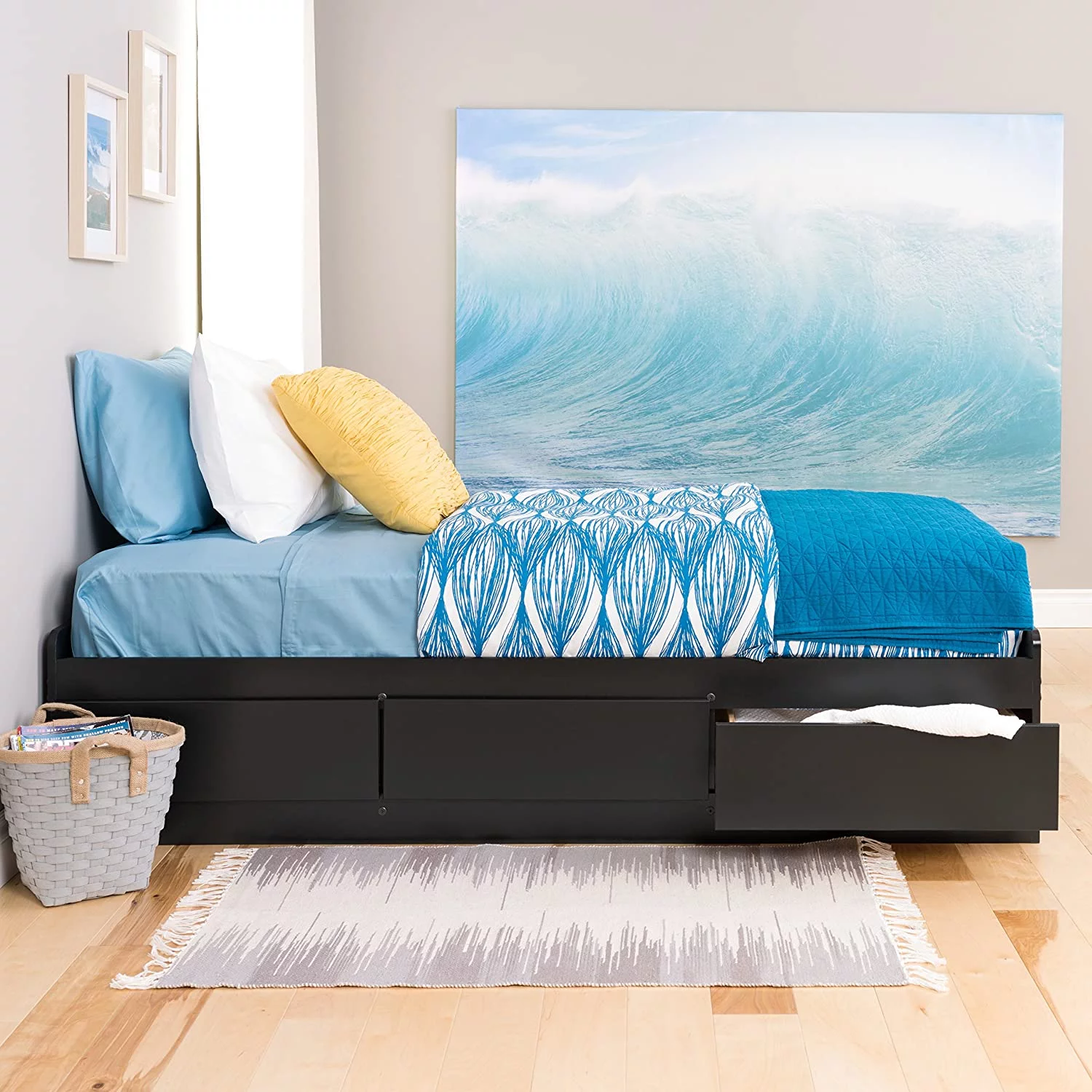 QCAI Mate's Twin XL 3-Drawer Minimalist Platform Storage Bed, Contemporary Twin XL Bed with Drawers 81.5