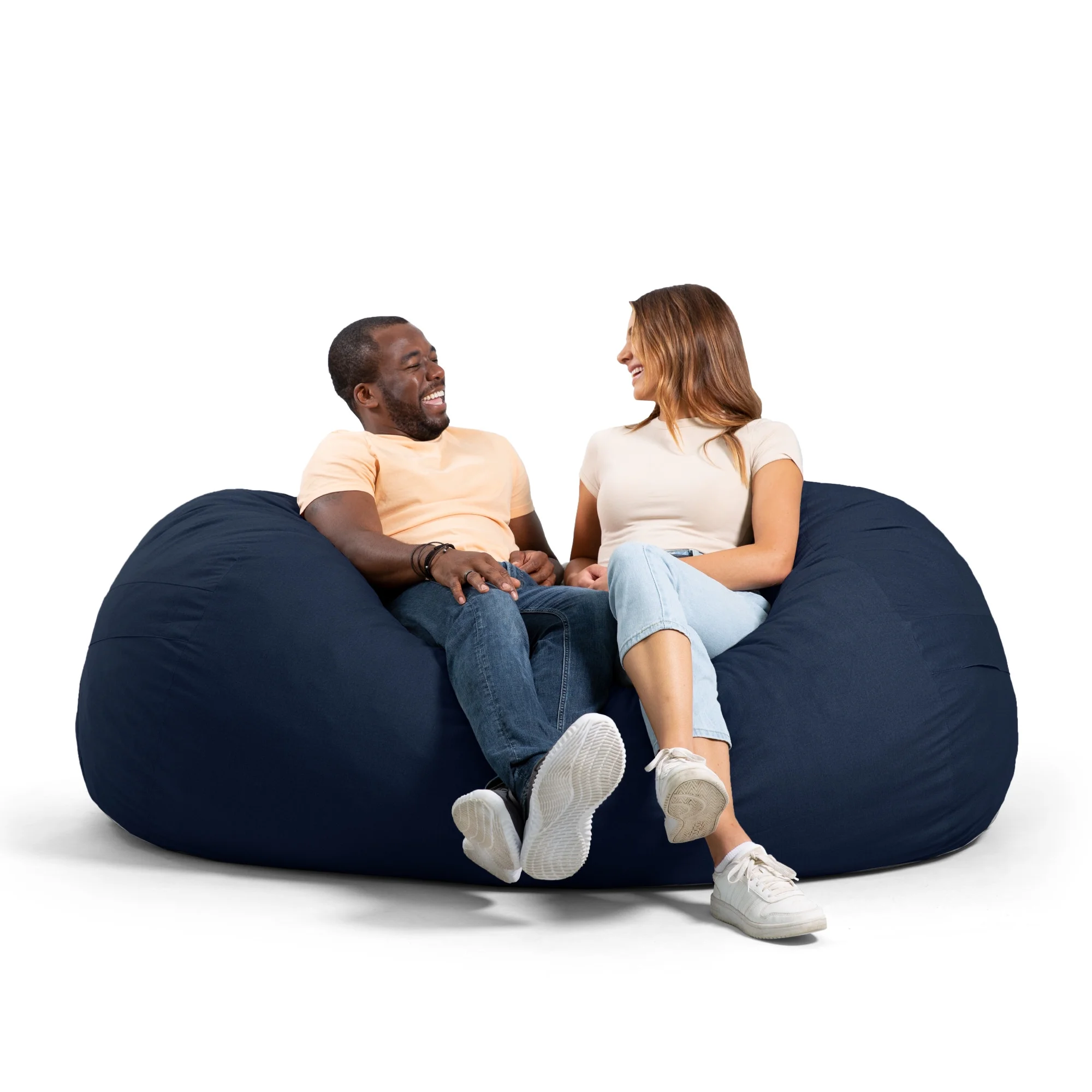 Big Joe Fuf Media Lounger Foam Filled Bean Bag Chair with Removable Cover, Cobalt Lenox, Durable Woven Polyester, 6 feet Giant