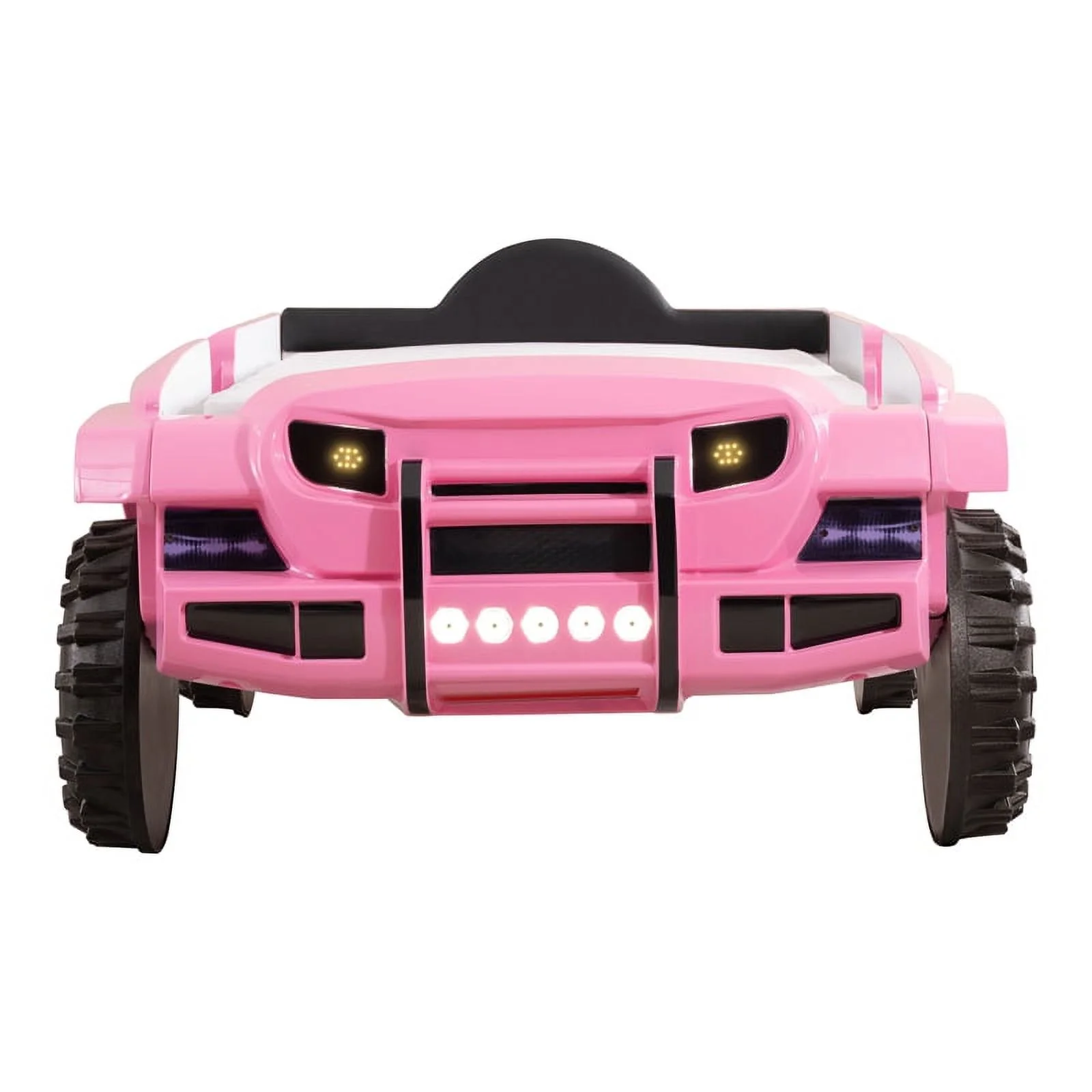 Furniture of America Abest Plastic Off Road Race Car Twin Kid's Bed in Pink