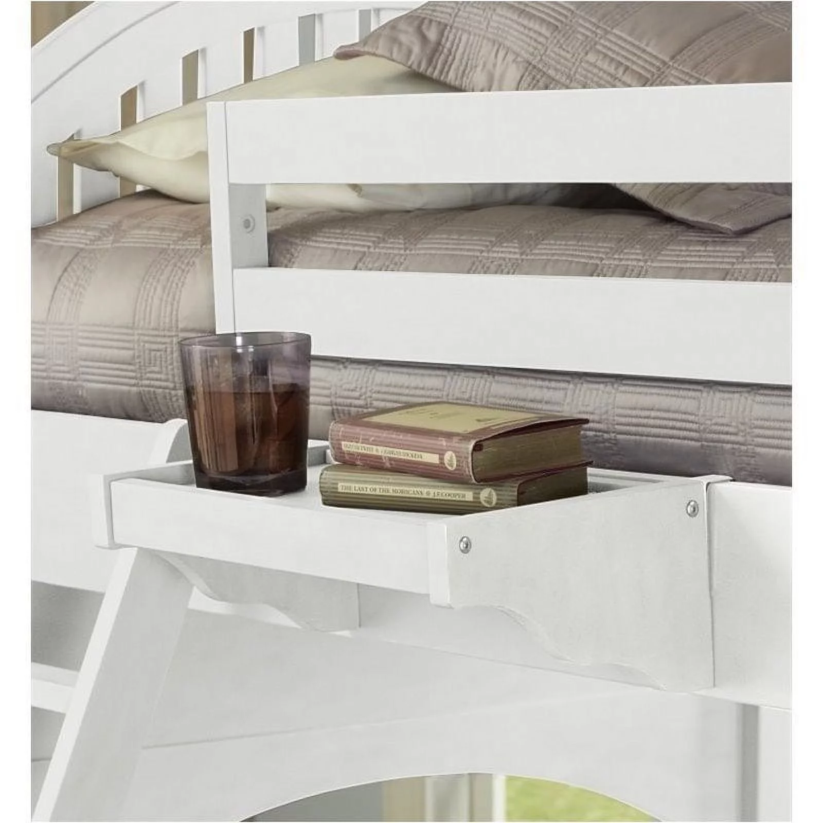Pemberly Row Twin Loft Bed with Desk and Shelf in White