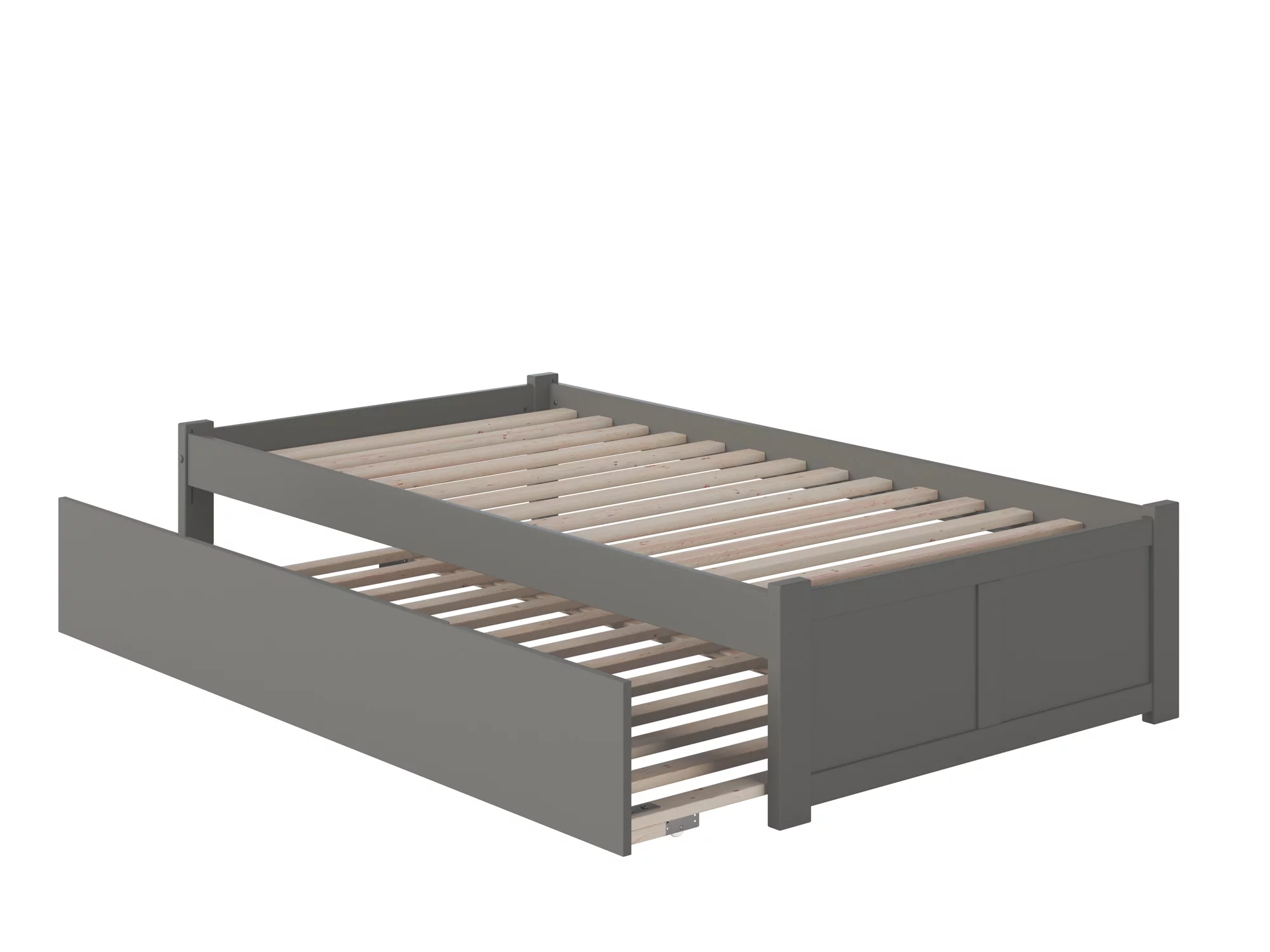 Concord Platform Bed with Flat Panel Foot Board and Twin Size Urban Trundle Bed, Multiple Colors, Multiple Sizes
