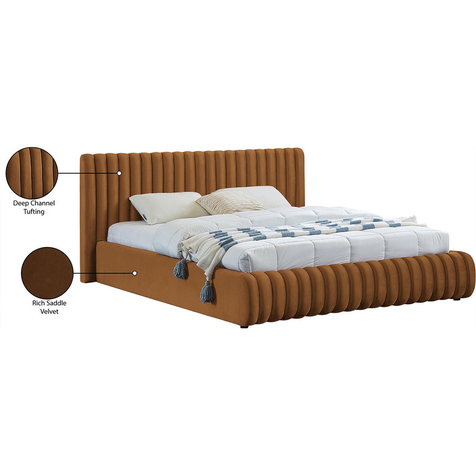 Meridian Furniture Nico Saddle Velvet King Bed