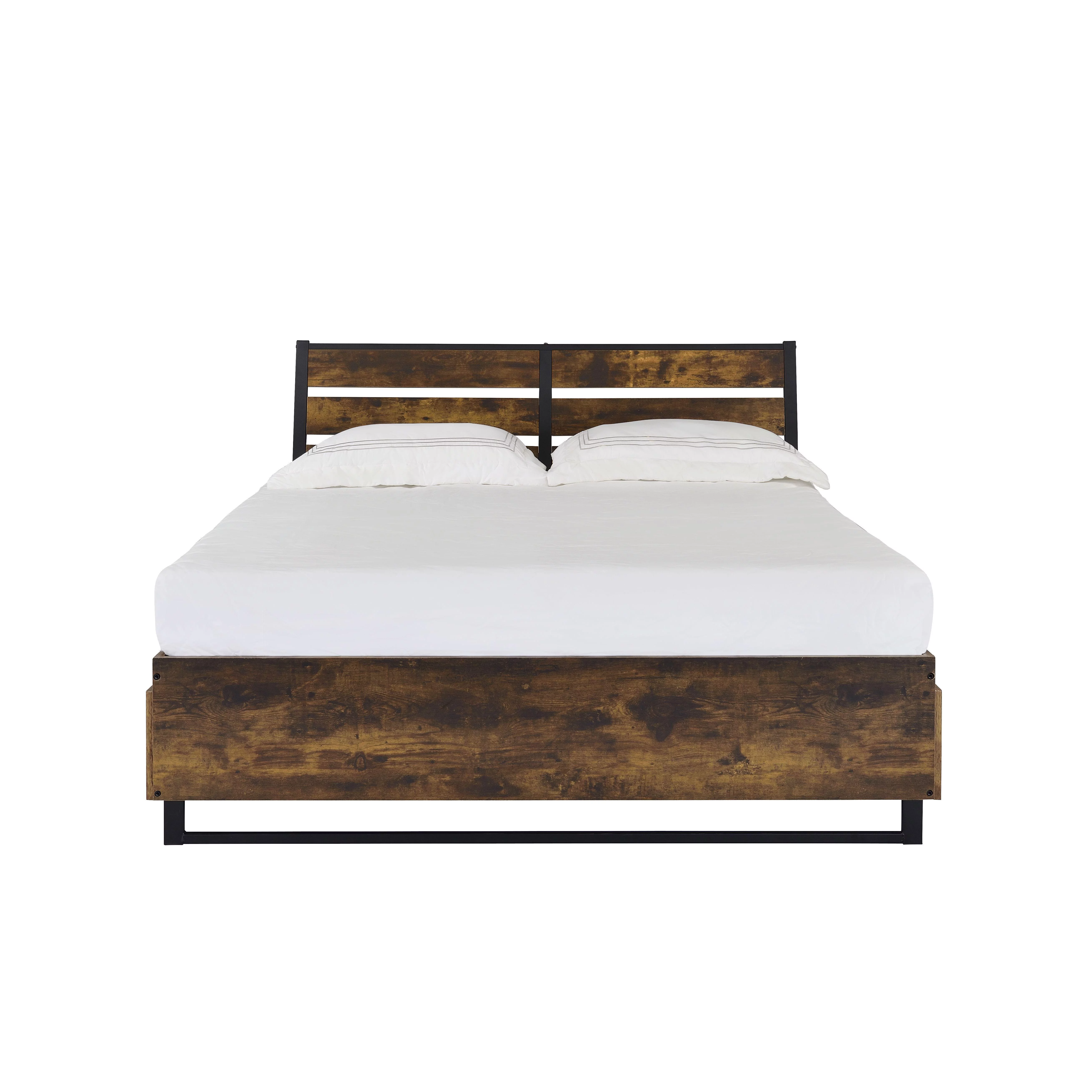 Rustic Oak & Black Finish Eastern King Bed w/Storage Acme Juvanth 24257EK-5pcs