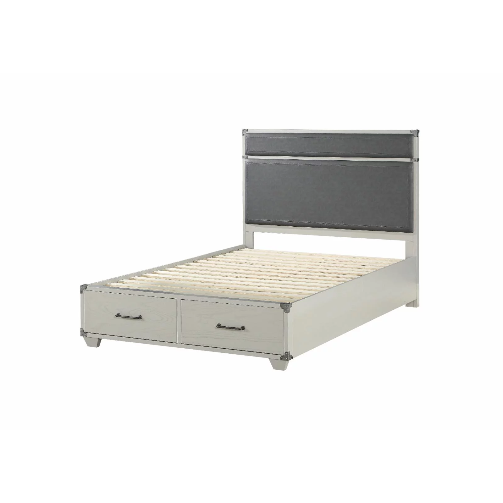 Orchest Twin Bed with Storage in Gray PU & Gray