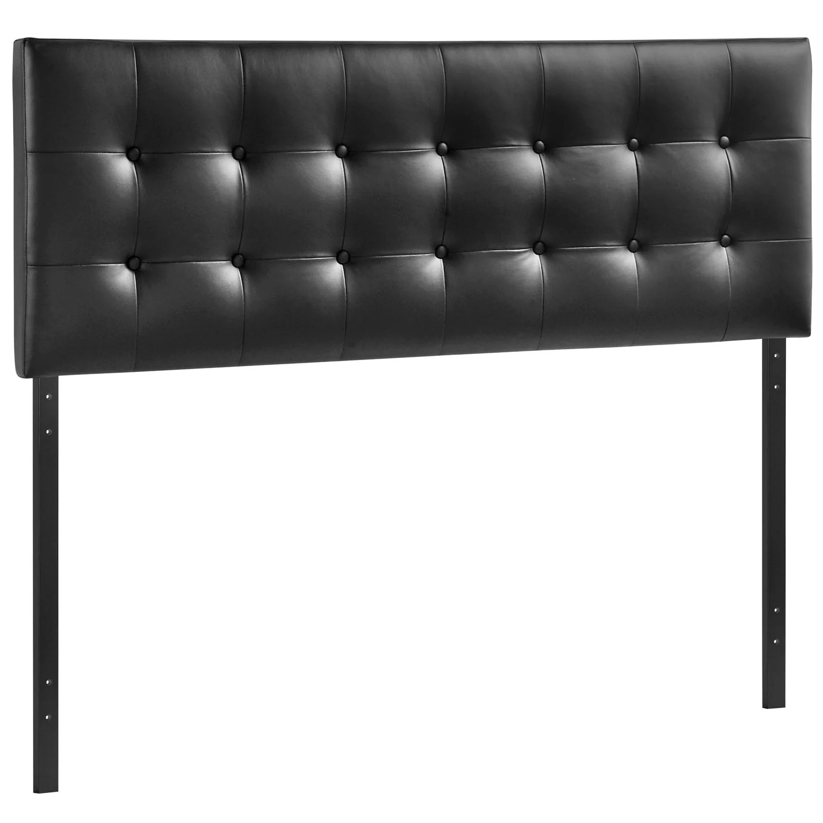 Modern Contemporary King Size Vinyl Headboard, Black Faux Leather