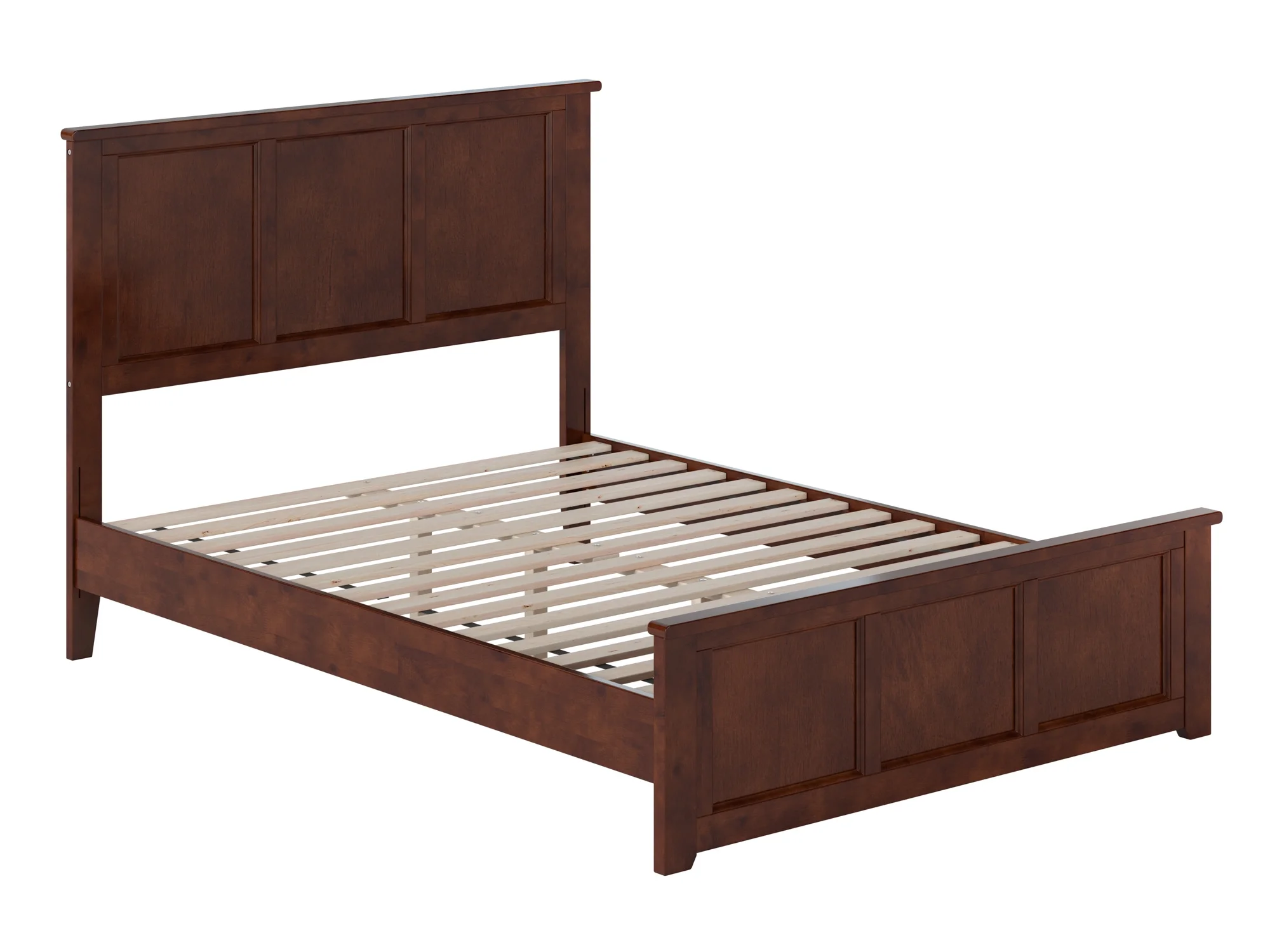AFI Charlotte Full Solid Wood Low Profile Platform Bed with Matching Footboard, Walnut