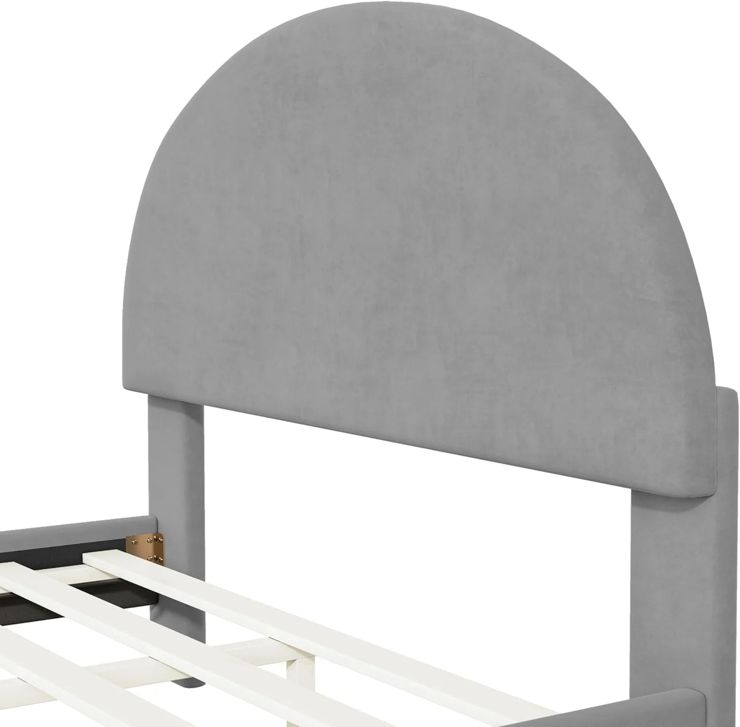 Full Size Upholstered Platform Bed with Classic Semi-Circle Shaped Headboard and Mental Legs,Velvet Wooden Bed Frame with Wood Slat Support for Kids Teens Boys Girls
