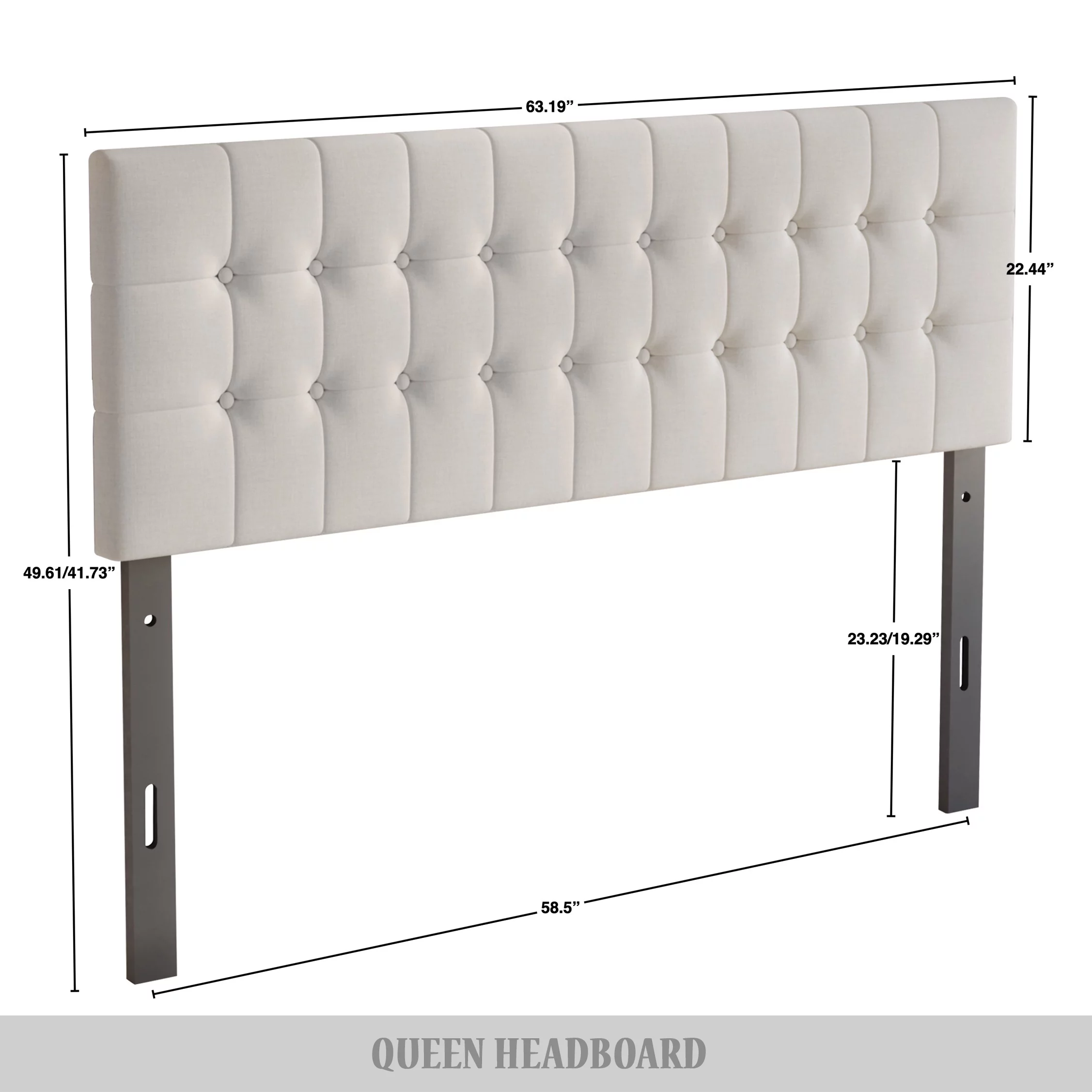 Castle Place Upholstered Button Tufted Linen Headboard, Warm Grey, King