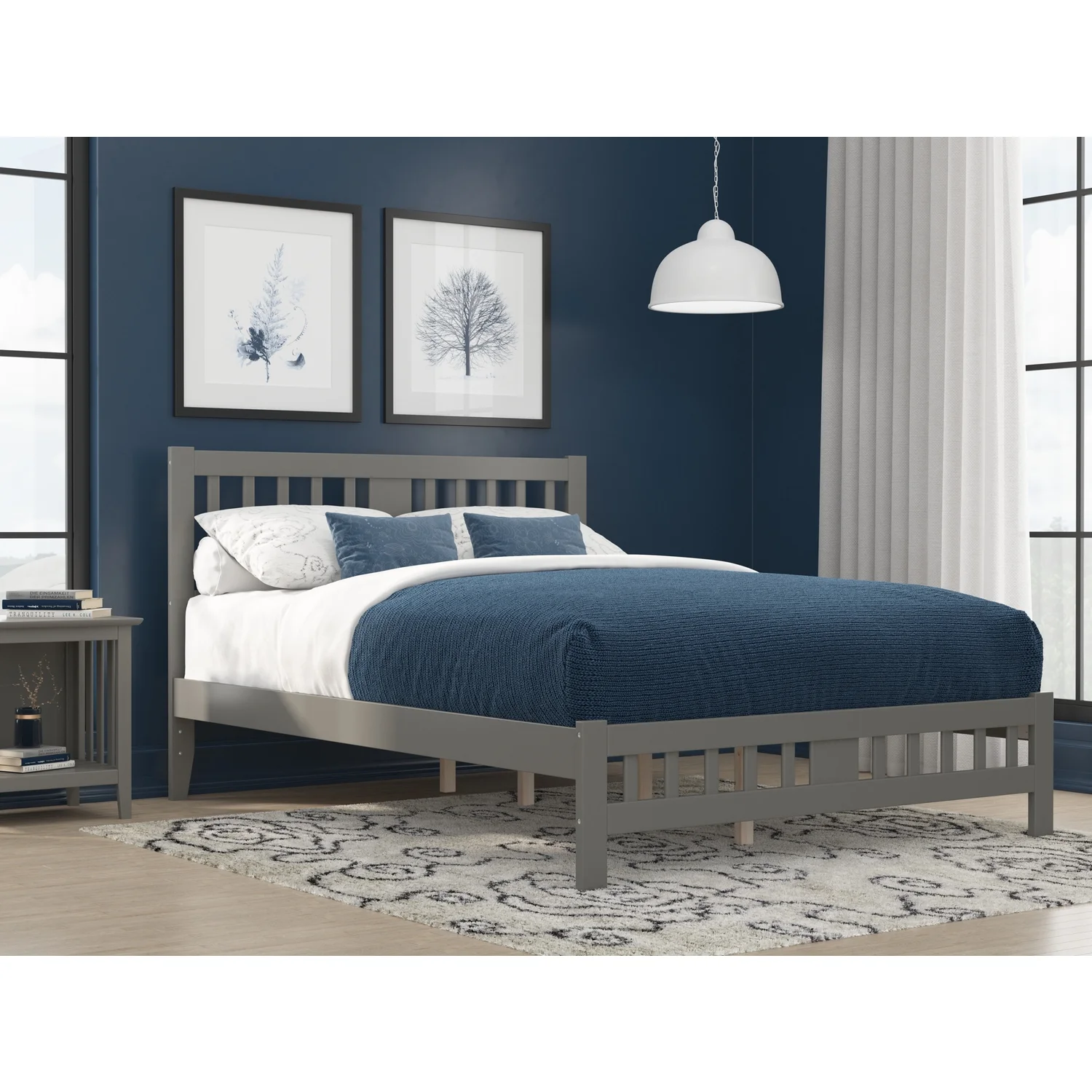 AFI Tahoe Transitional Wood Queen Bed with Footboard in Gray