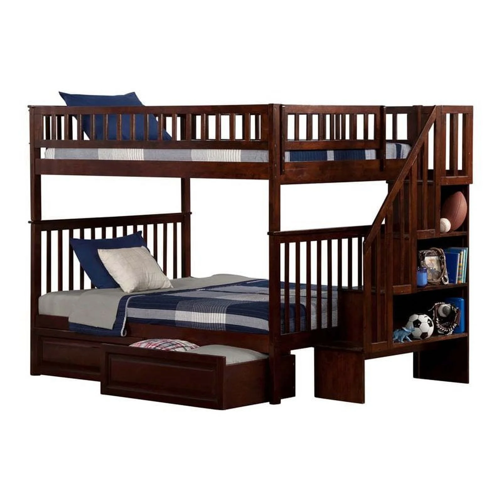 Leo & Lacey Full Over Full Staircase Storage Bunk Bed