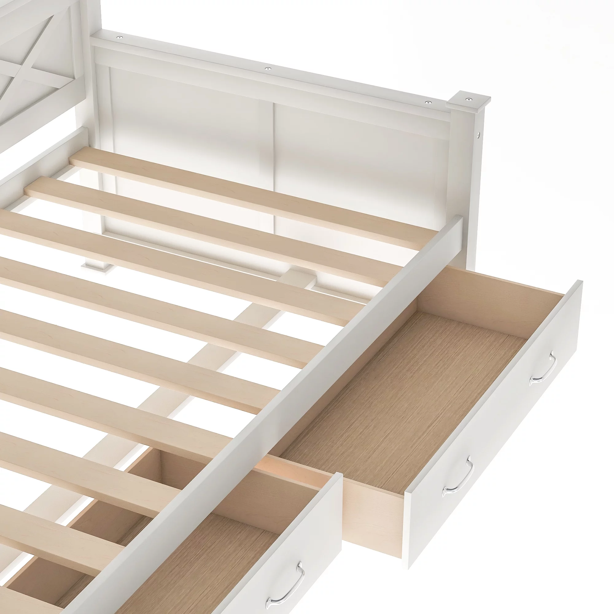 Euroco Twin Size Daybed with 2 Storage Drawers for Bedroom, Low Profile Platform Bed, White