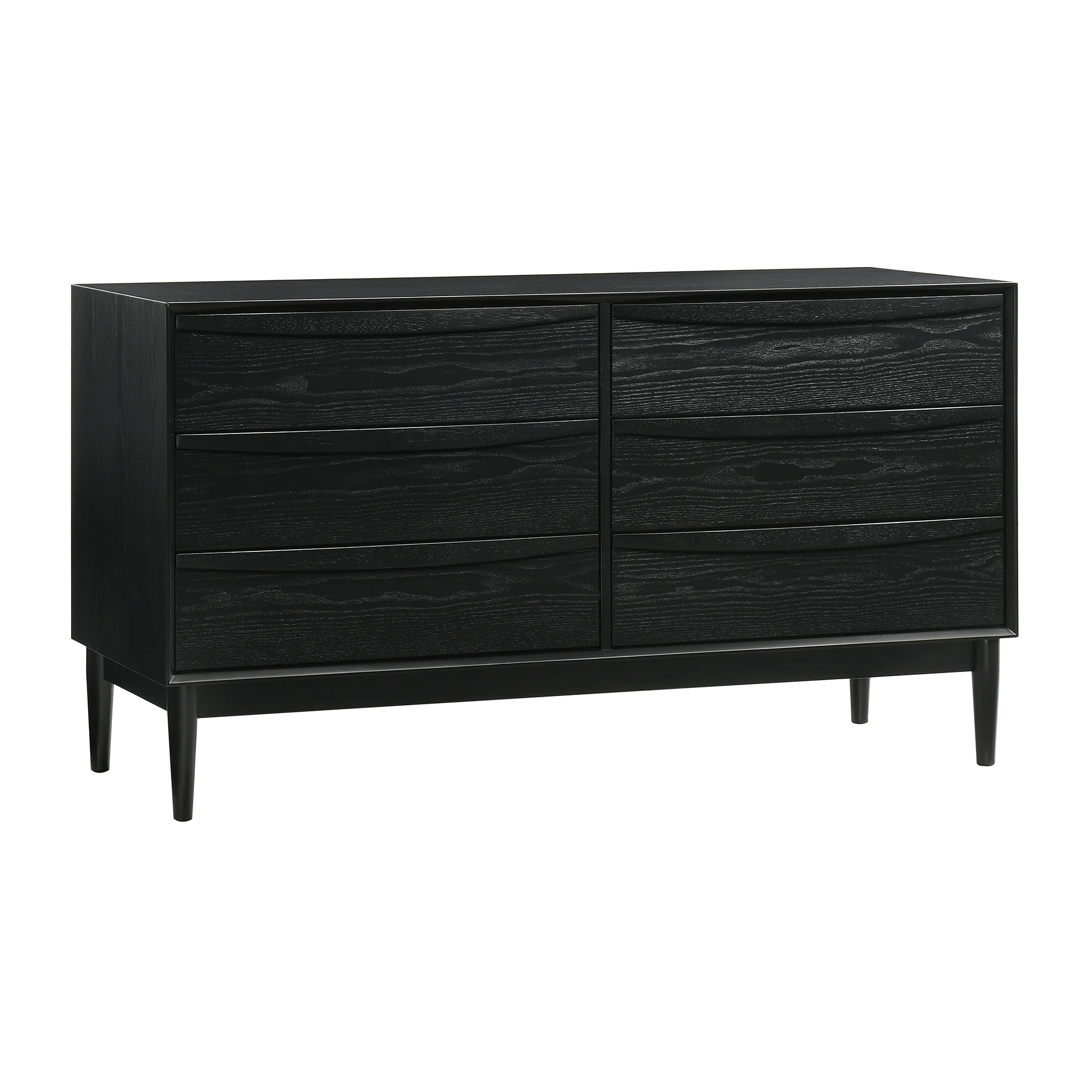Artemio 6 Drawer Wood Dresser in Black Finish