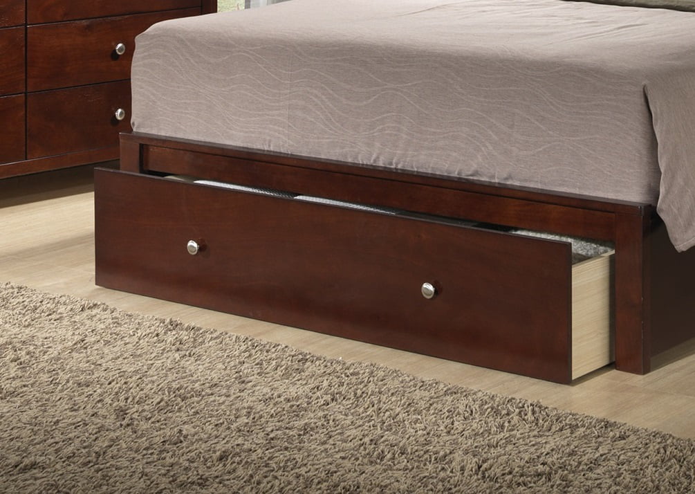 Bedroom Furniture 1pc Queen Size Bed Shelves HB Under Bed Storage Drawers Cherry Veneer Modern