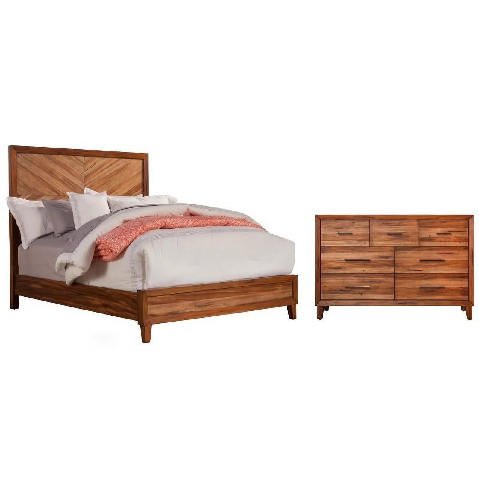 Home Square 2-Piece Set with Trinidad Full Bed & 7 Drawer Dresser in Toffee