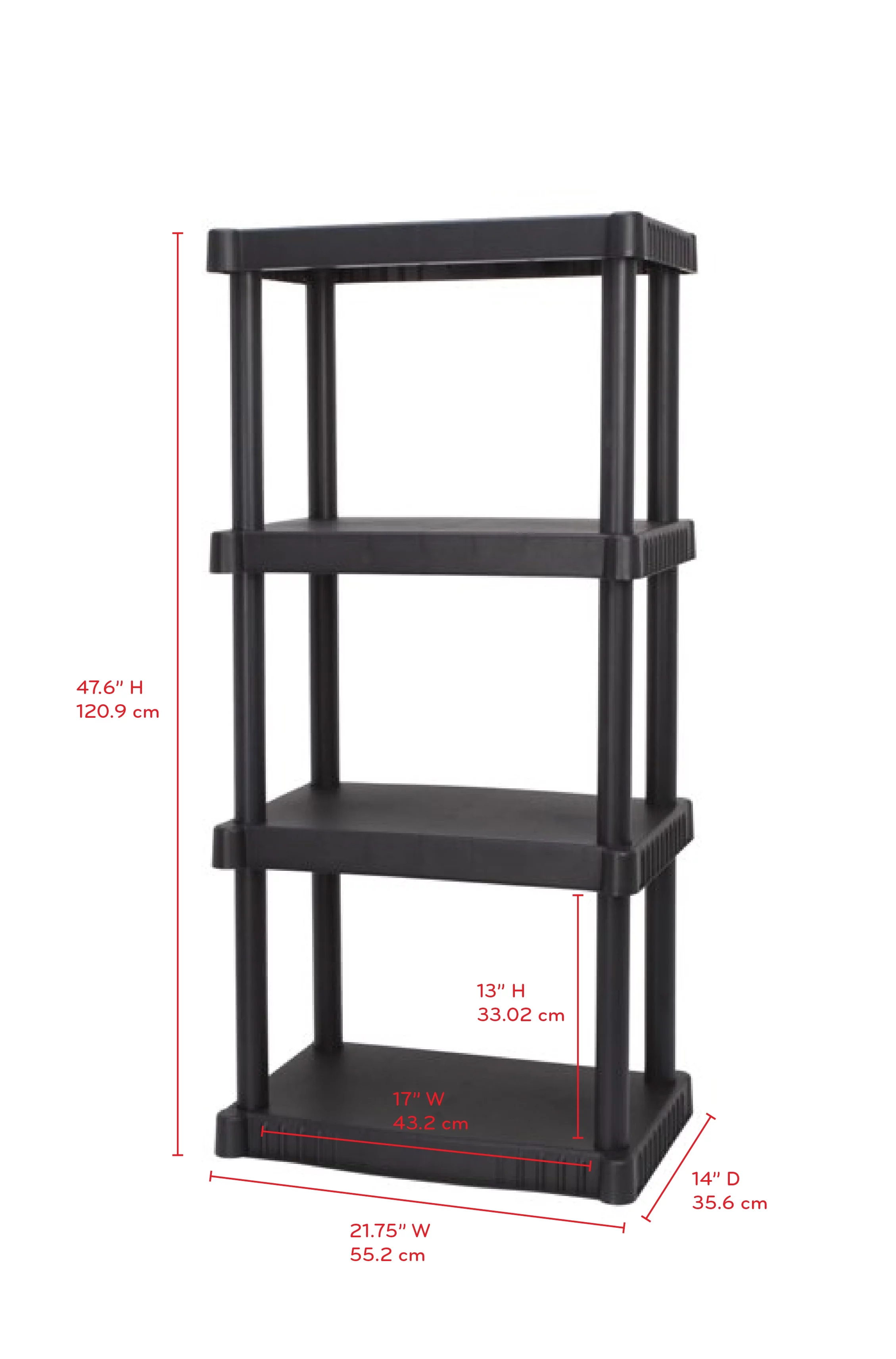 Hyper Tough 4-Shelf Plastic Garage Shelves, Black, Holds up to 340 lbs (3 Pack)