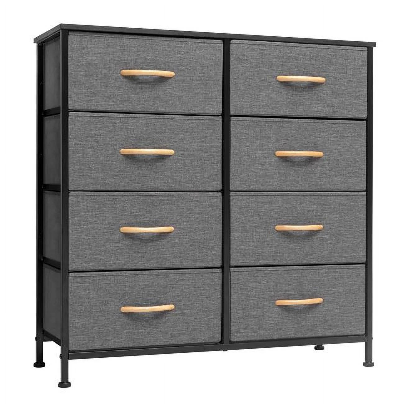 32 in. Grey & Black Steel & Fabric Eight Drawer Chest