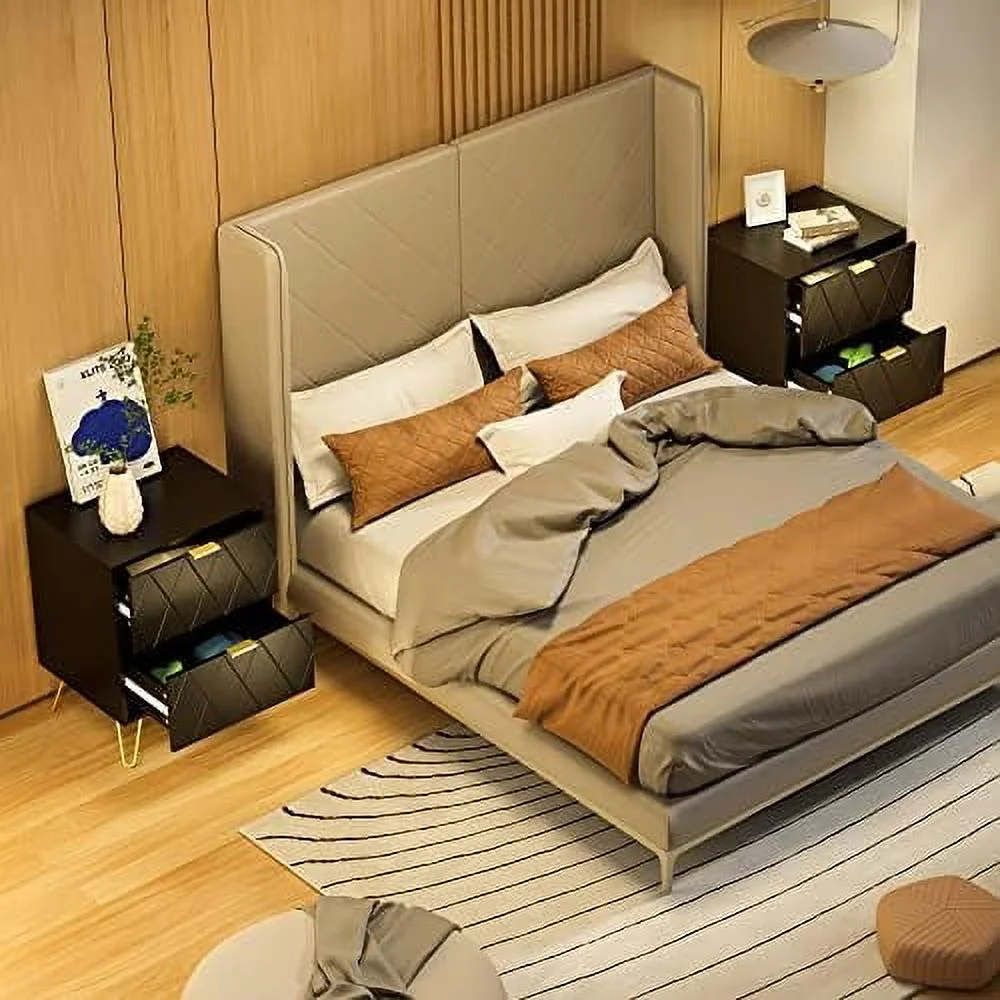TJUNBOLIFE Large Navy Blue 6 Drawer Dresser for Bedroom Large Double Dresser with Wide Drawers and Gold Handles Chest of Drawers