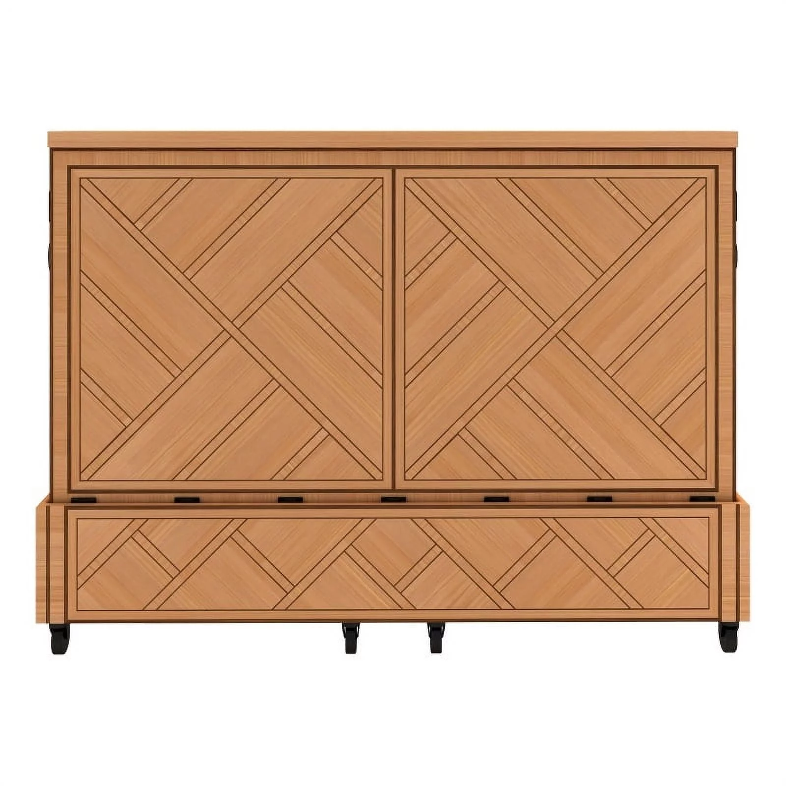 RoomAndLoft Ambrosia Queen Solid Wood Mobile Murphy Cabinet Bed in Natural