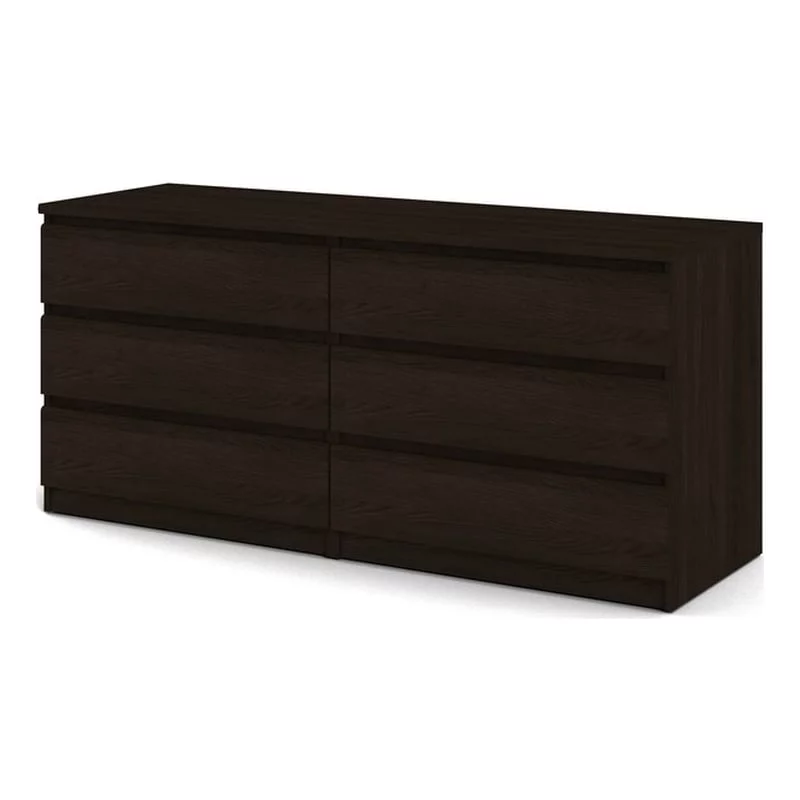 Pemberly Row Modern 6 Drawer Double Bedroom Dresser in Coffee